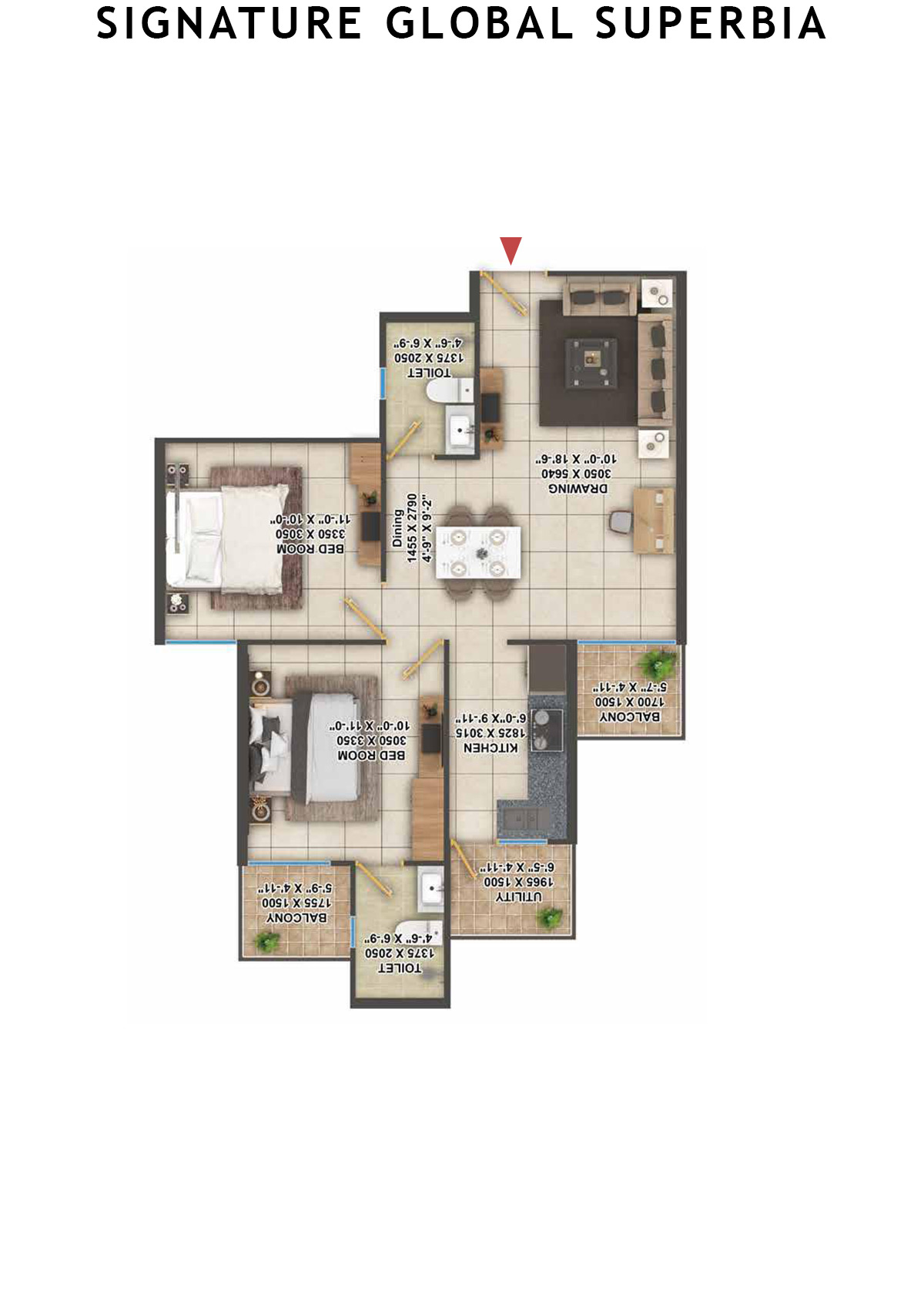 Signature Global Superbia Tower T2 Unit 8 (Type 1) Floor Plan