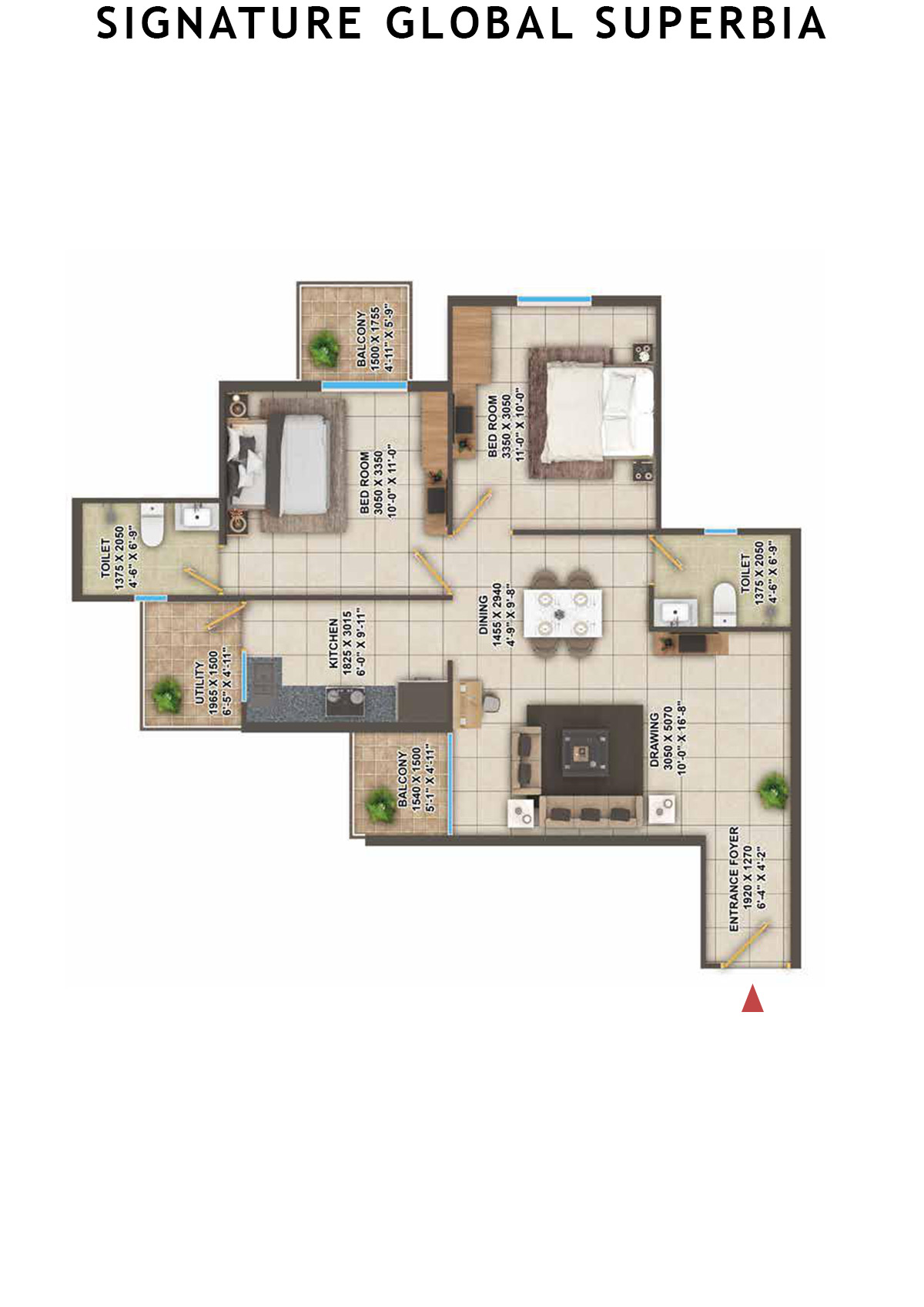 Signature Global Superbia Tower T5 Unit 1 (Type 4) Floor Plan