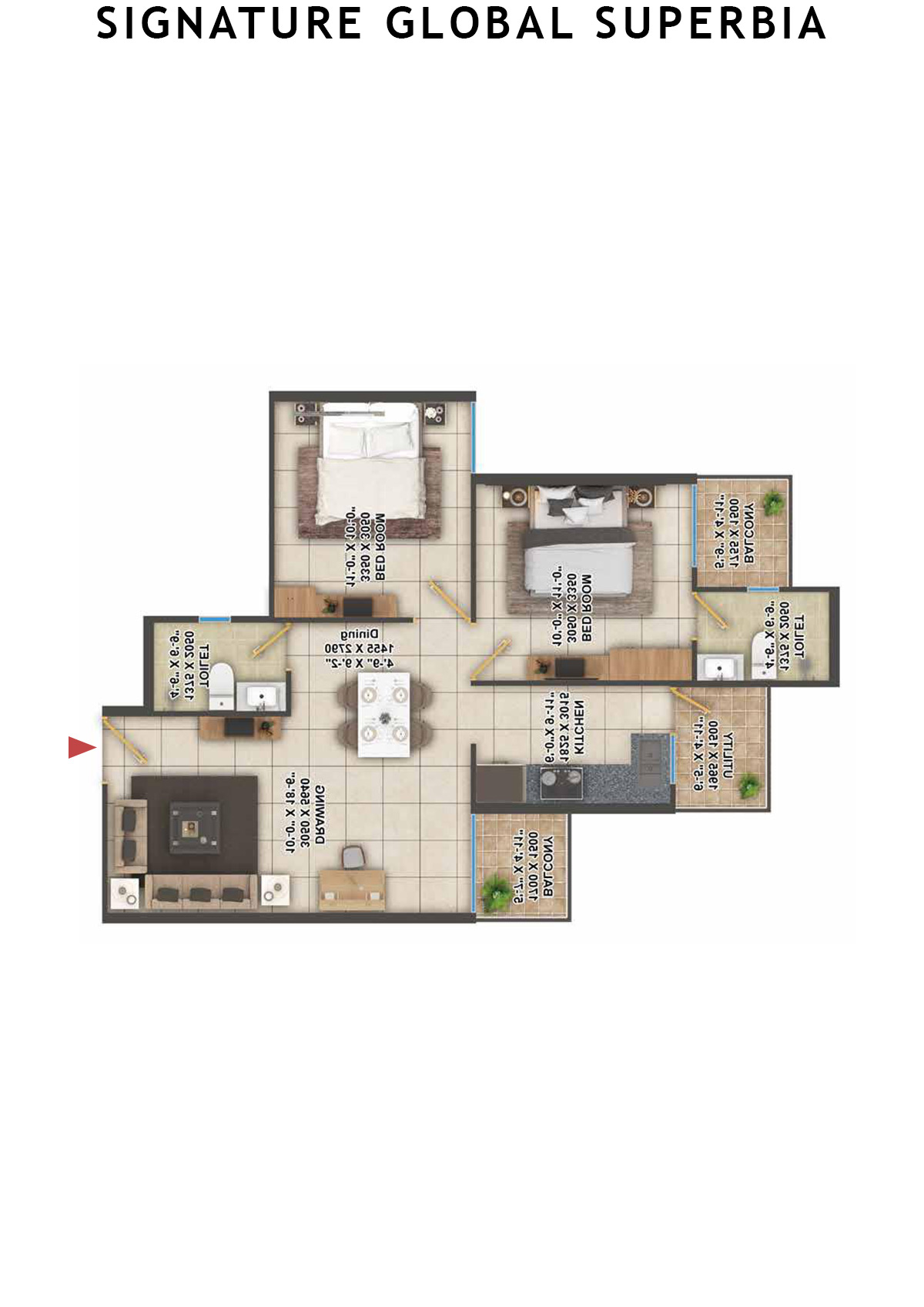 Signature Global Superbia Tower T5 Unit 2 (Type 1) Floor Plan