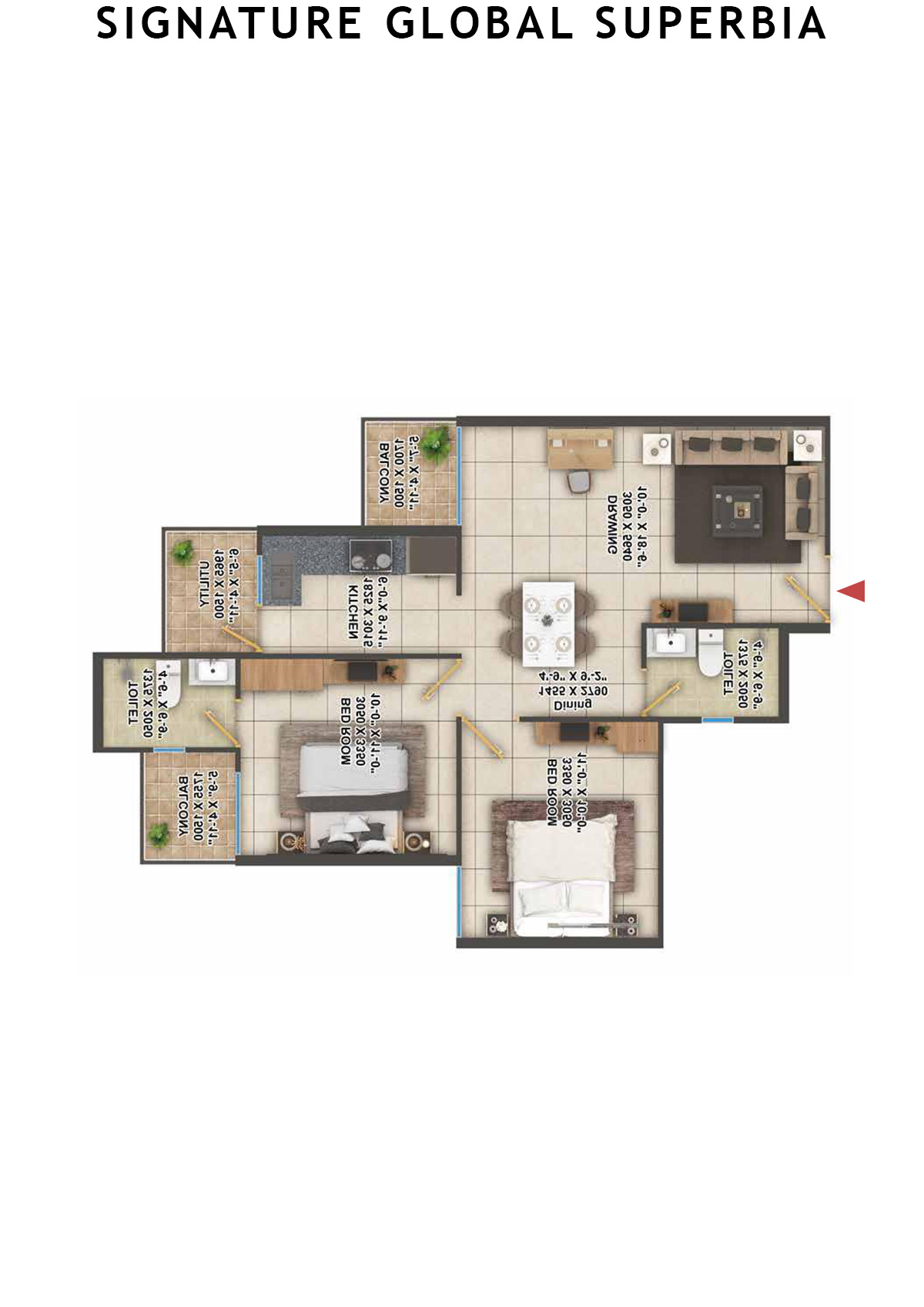 Signature Global Superbia Tower T5 Unit 6 (Type 1) Floor Plan