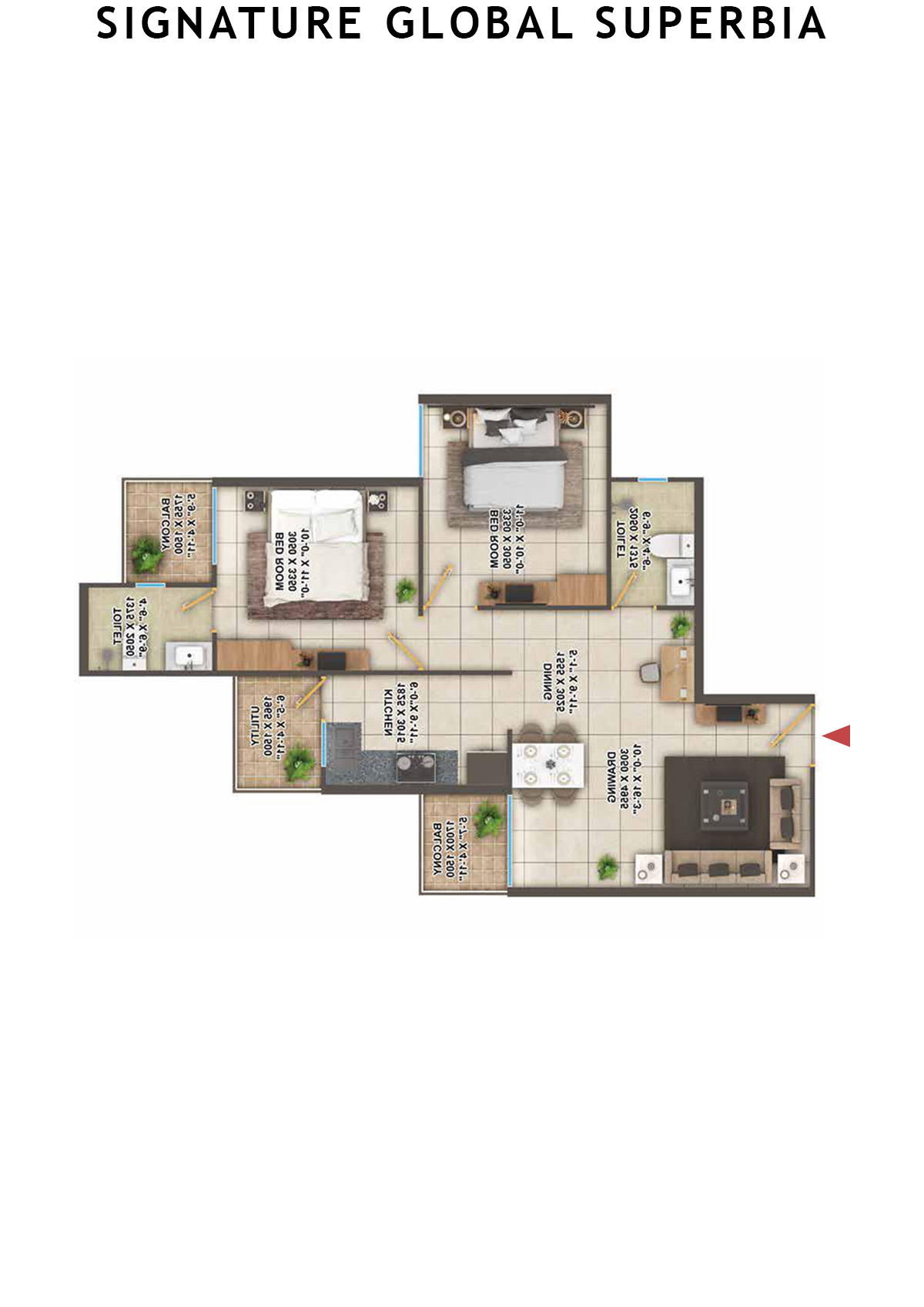 Signature Global Superbia Tower T5 Unit 7 (Type 3) Floor Plan