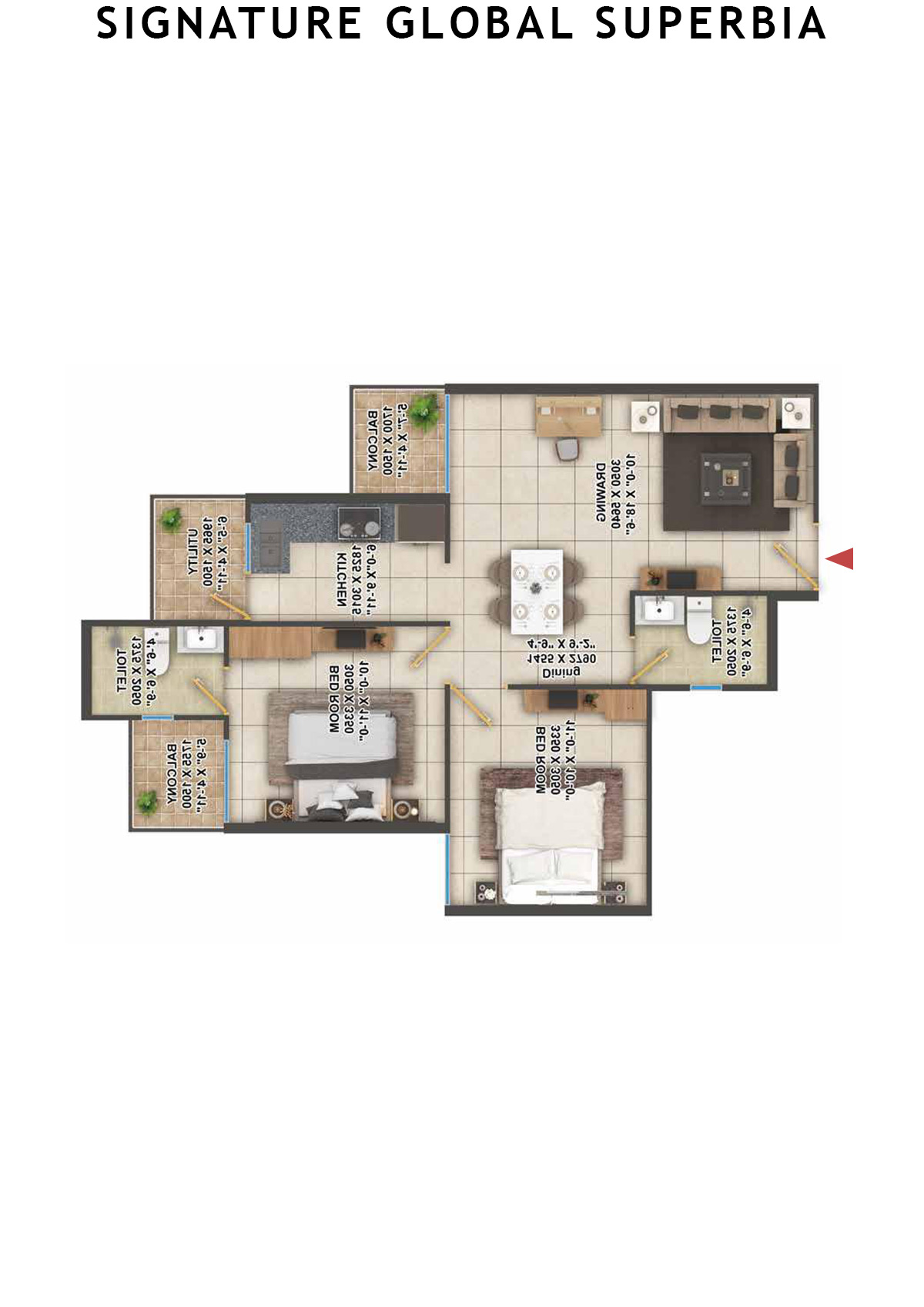 Signature Global Superbia Tower T8 Unit 8 (Type 1) Floor Plan