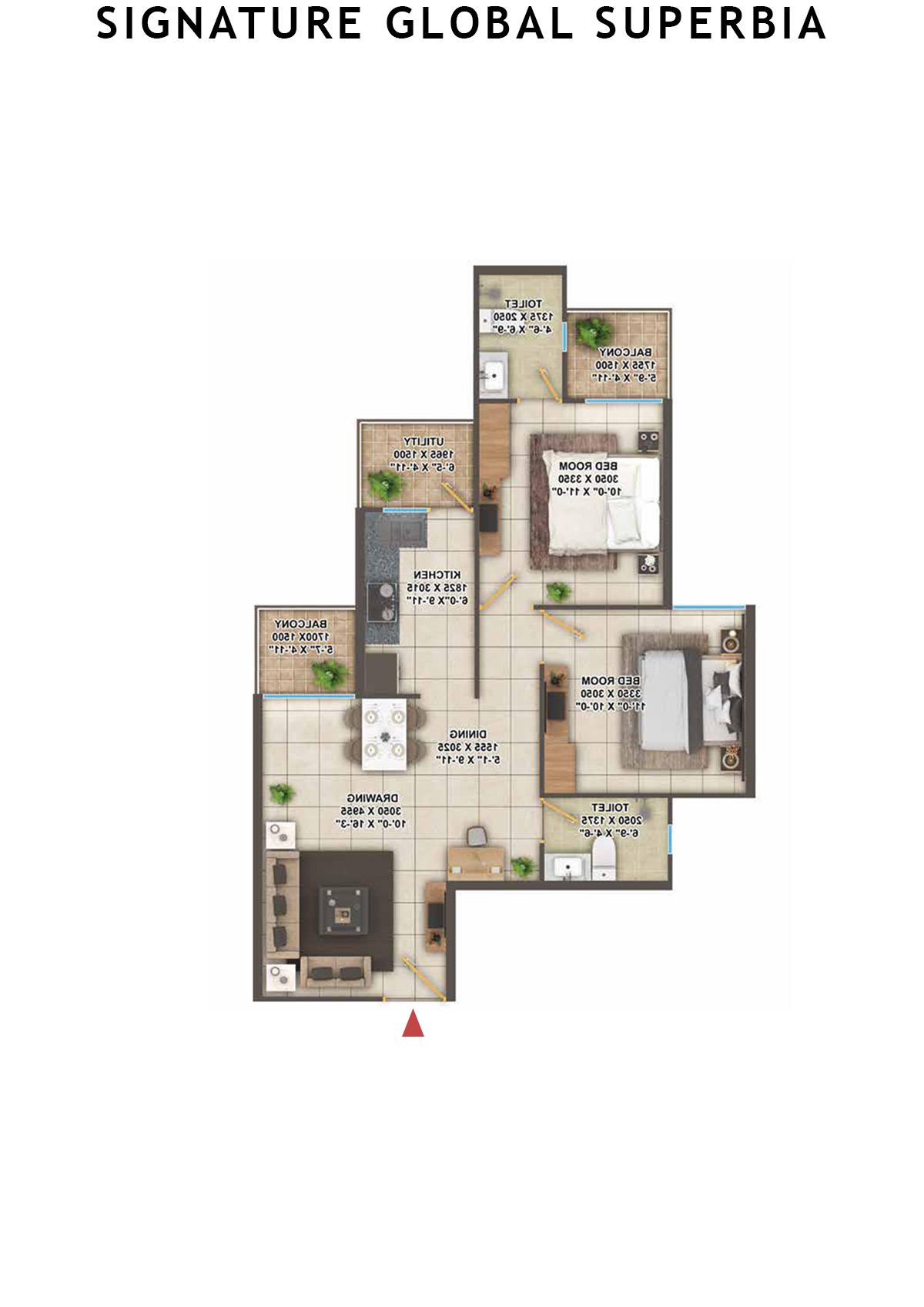 Signature Global Superbia Tower T9 Unit 2 (Type 3) Floor Plan