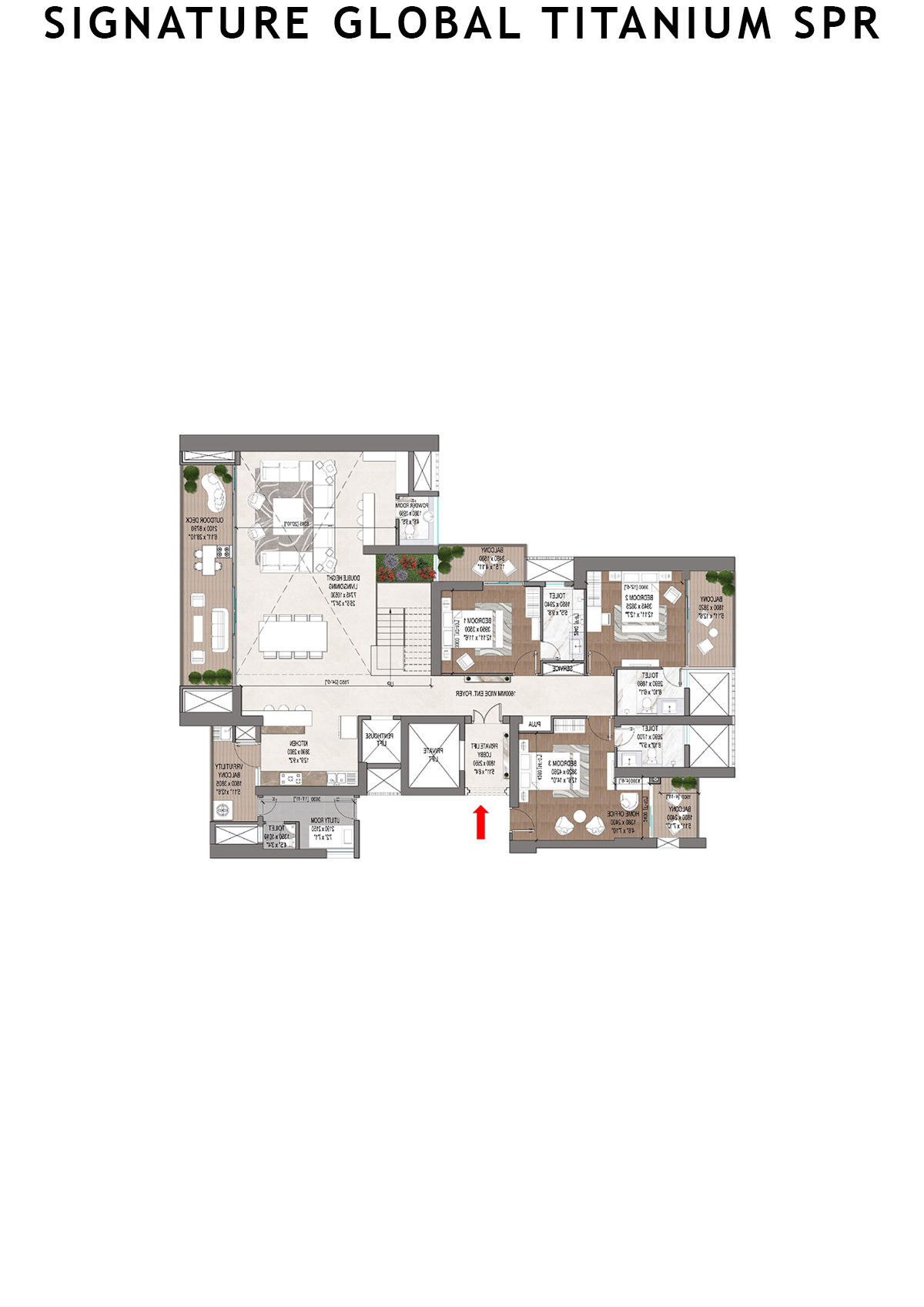 Signature Global Titanium SPR Tower 2 Unit 102 (Penthouse) Floor Plan