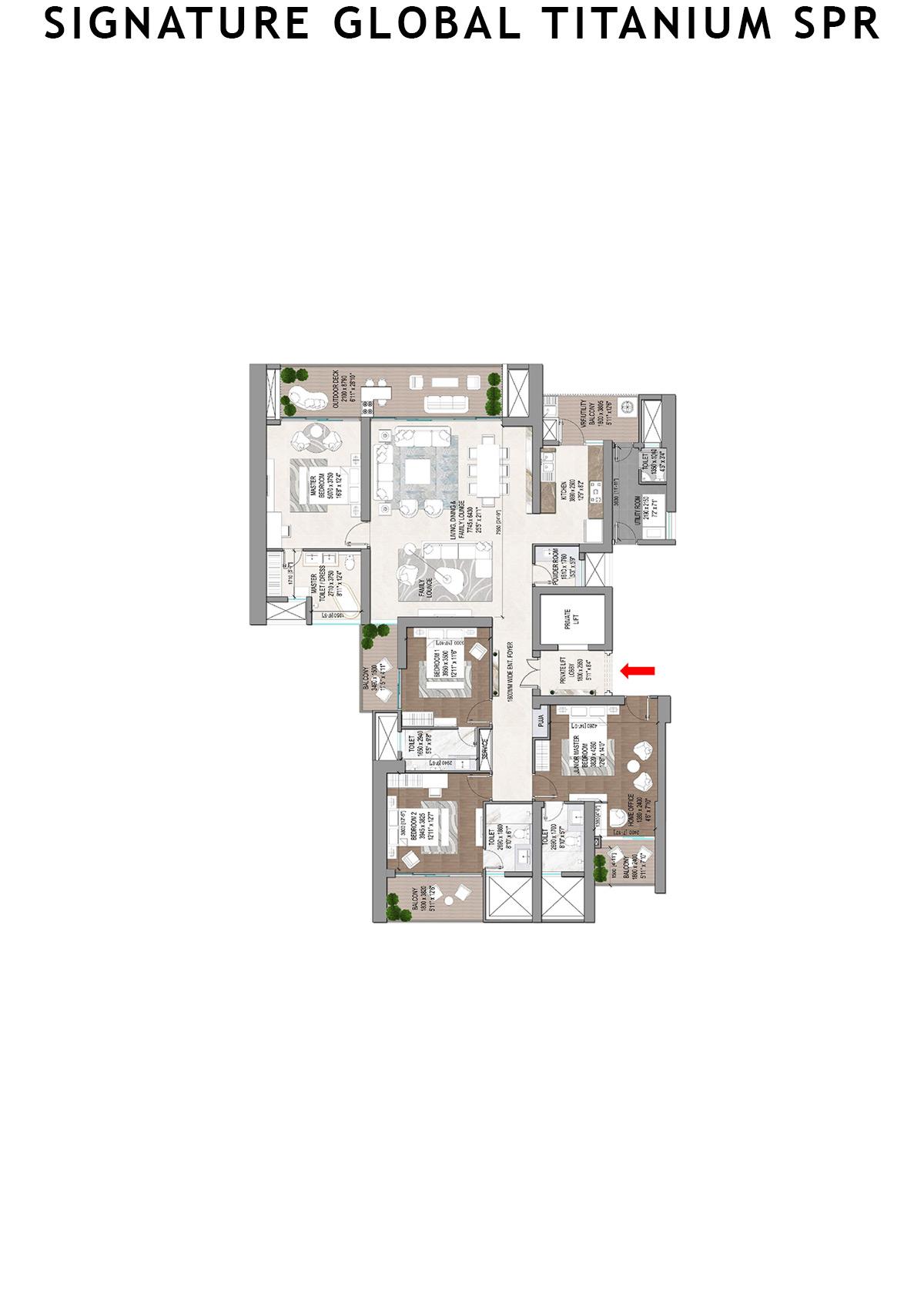 Signature Global Titanium SPR Tower 3 Unit 101 Floor Plan