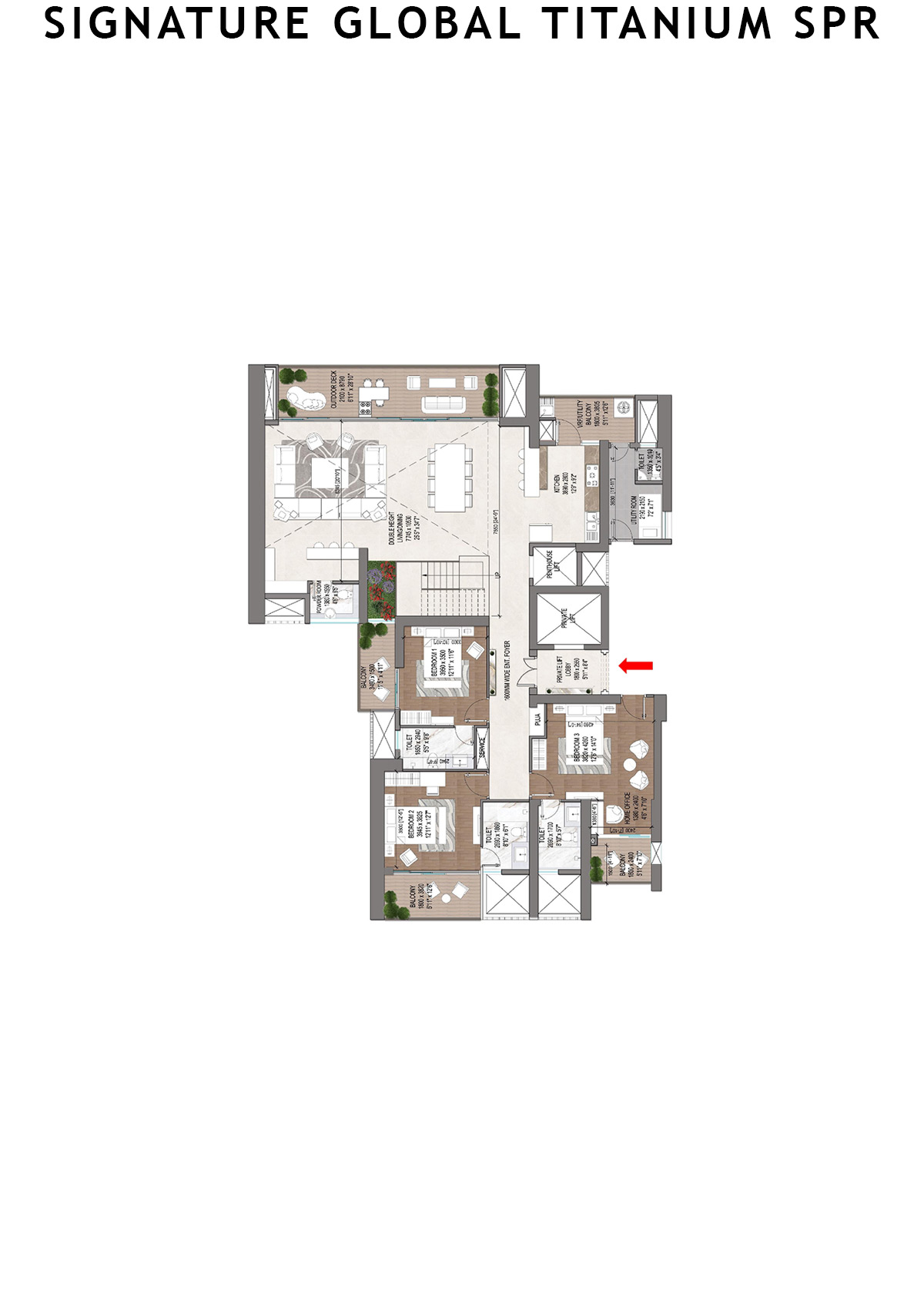 Signature Global Titanium SPR Tower 3 Unit 101 (Penthouse) Floor Plan