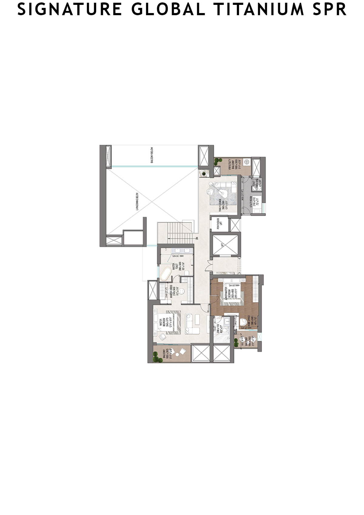 Signature Global Titanium SPR Tower 3 Unit 101 (Penthouse) Floor Plan