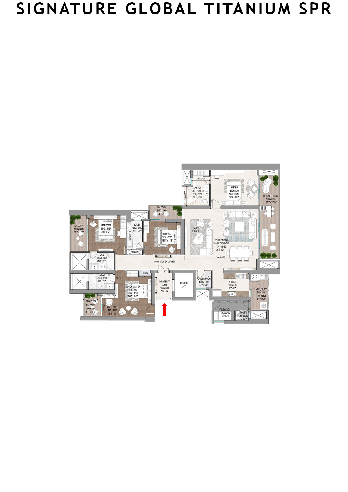 Signature Global Titanium SPR Tower 5 Unit 101 Floor Plan