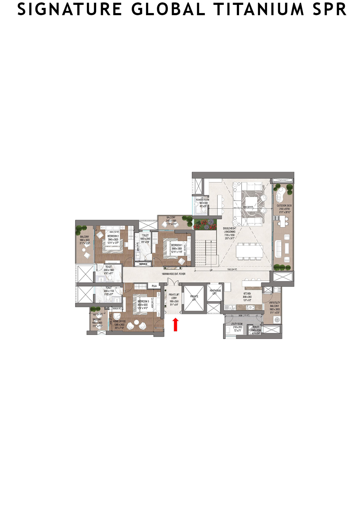 Signature Global Titanium SPR Tower 5 Unit 101 (Penthouse) Floor Plan