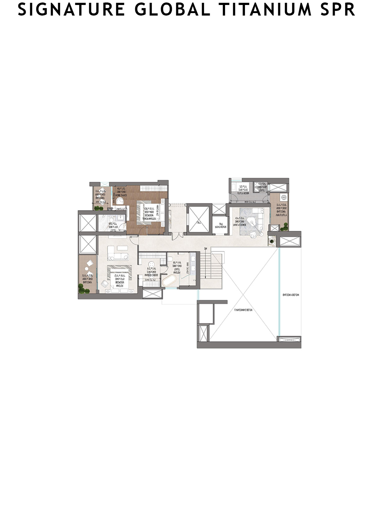 Signature Global Titanium SPR Tower 5 Unit 102 (Penthouse) Floor Plan