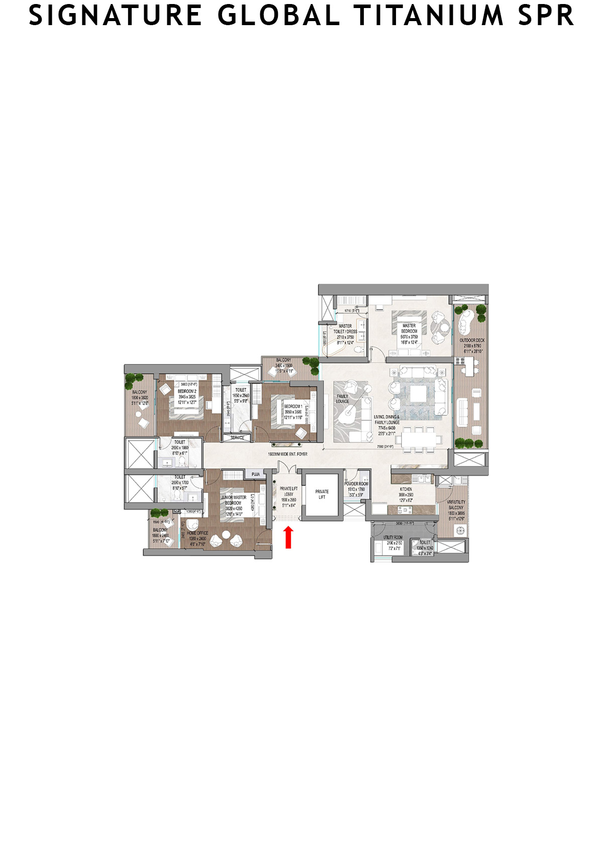 Signature Global Titanium SPR Tower 6 Unit 101 Floor Plan