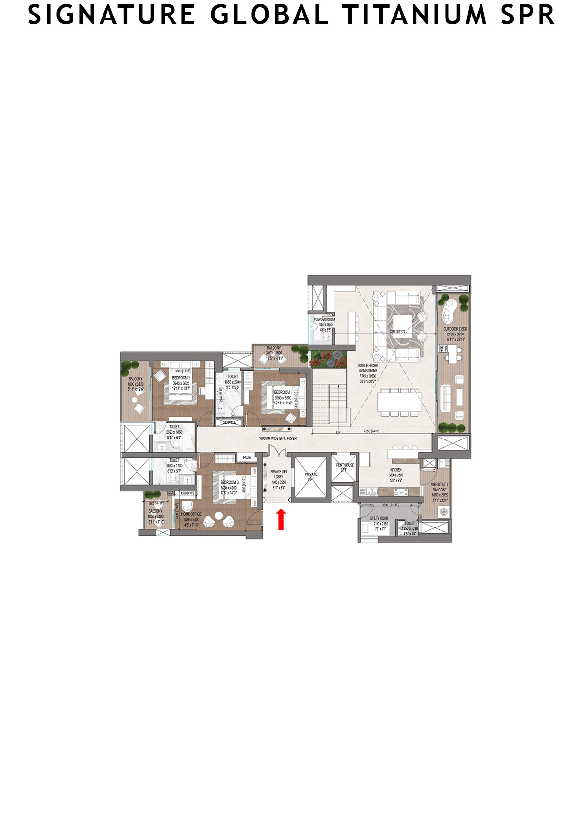 Signature Global Titanium SPR Tower 6 Unit 101 (Penthouse) Floor Plan