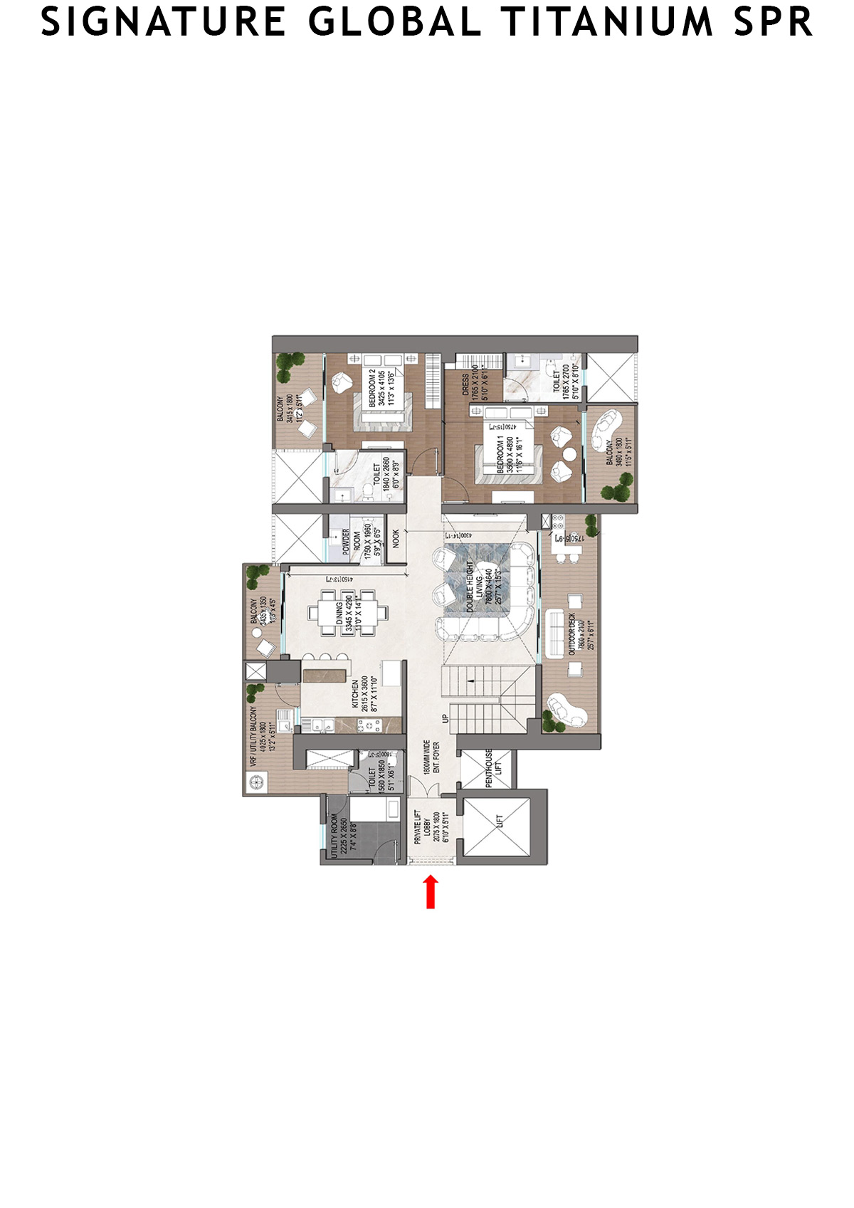 Signature Global Titanium SPR Tower 8 Unit 101 (Penthouse) Floor Plan