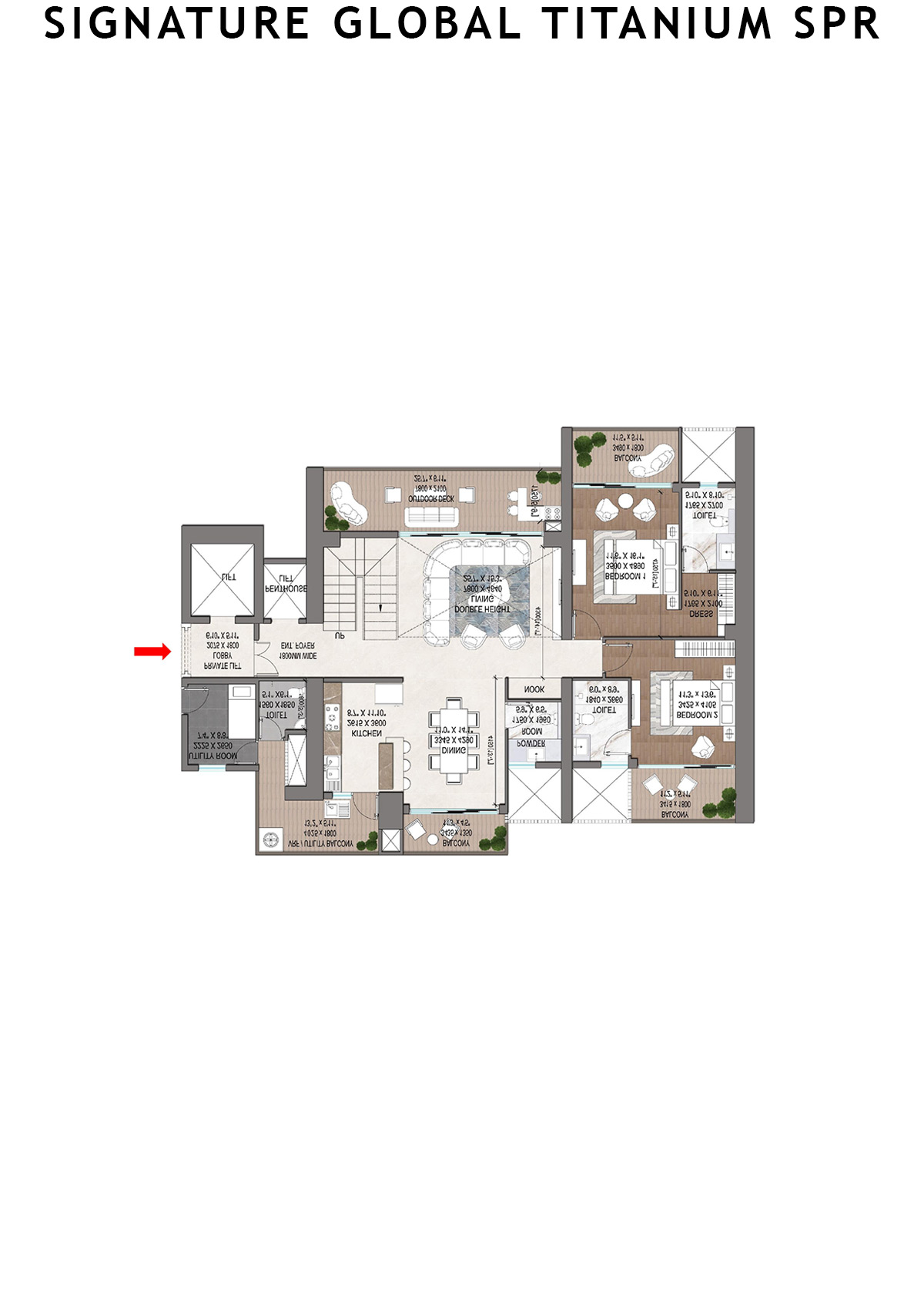 Signature Global Titanium SPR Tower 8 Unit 103 (Penthouse) Floor Plan