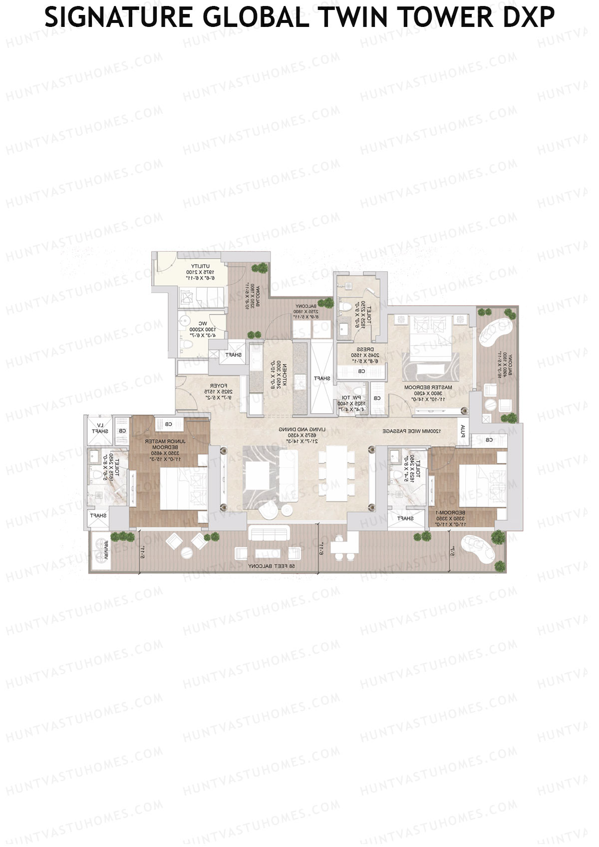 Signature Global Twin Tower DXP Tower B Unit 3 Floor Plan