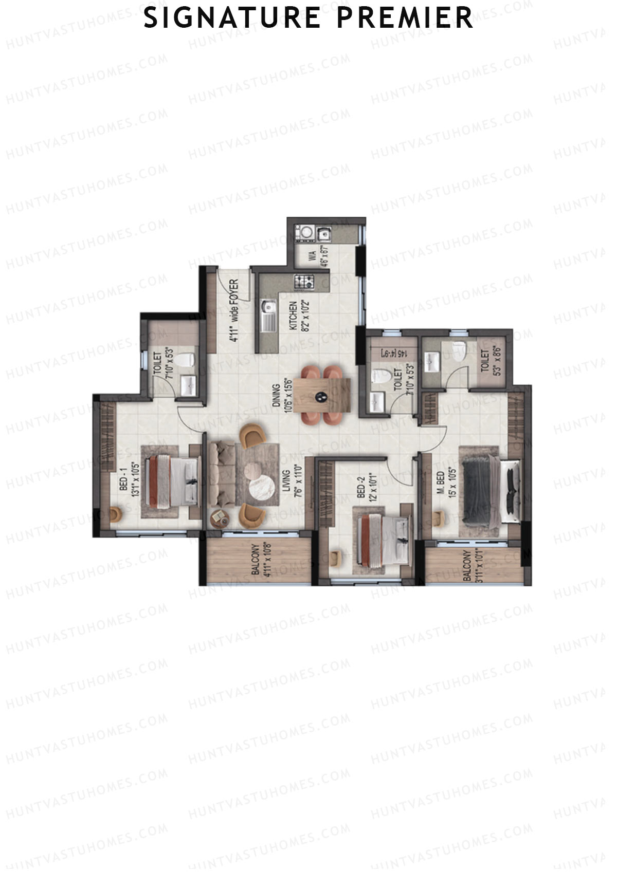 Signature Premier Tower 1 Unit 3  Floor Plan