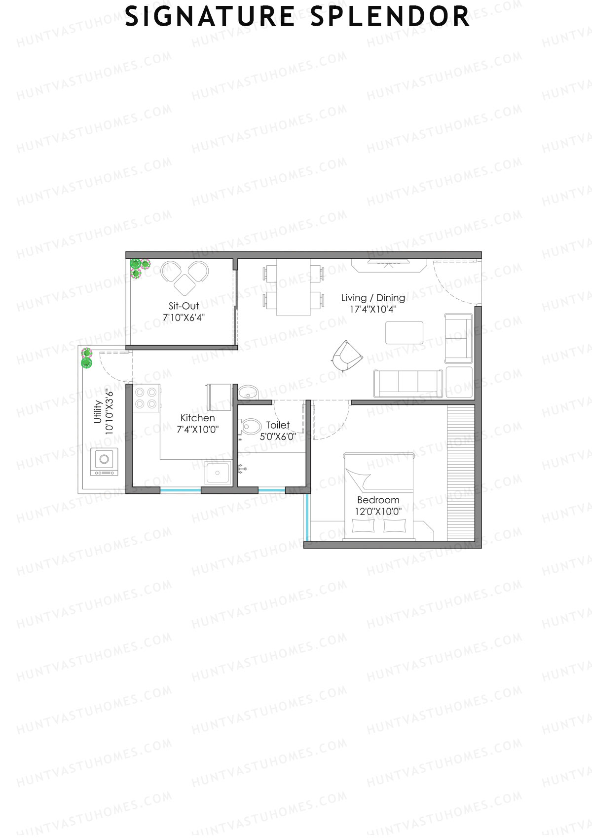Signature Splendor, Block F, Unit 15, 1BHK, Super Area 707   sq ft 