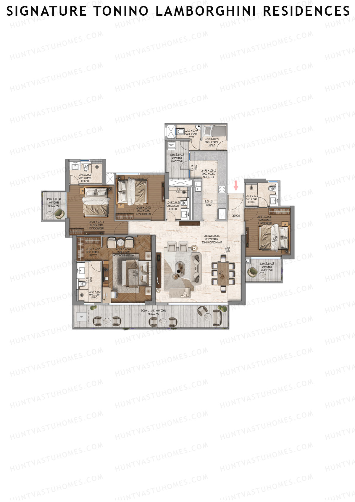 Signature Tonino Lamborghini Residences, Tower B5, Unit 2, 4BHK, Carpet Area 2800   sq ft 