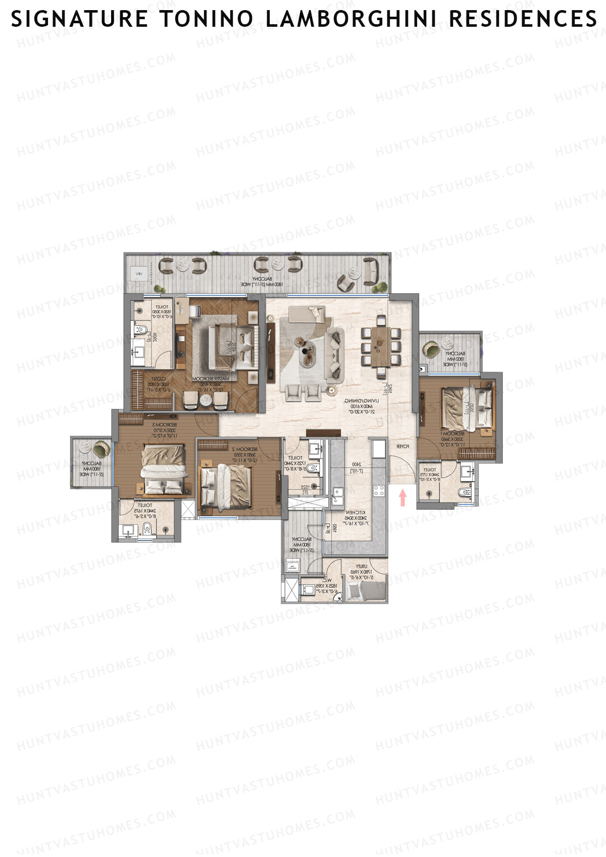 Signature Tonino Lamborghini Residences, Tower B5, Unit 3, 4BHK, Carpet Area 2800   sq ft 