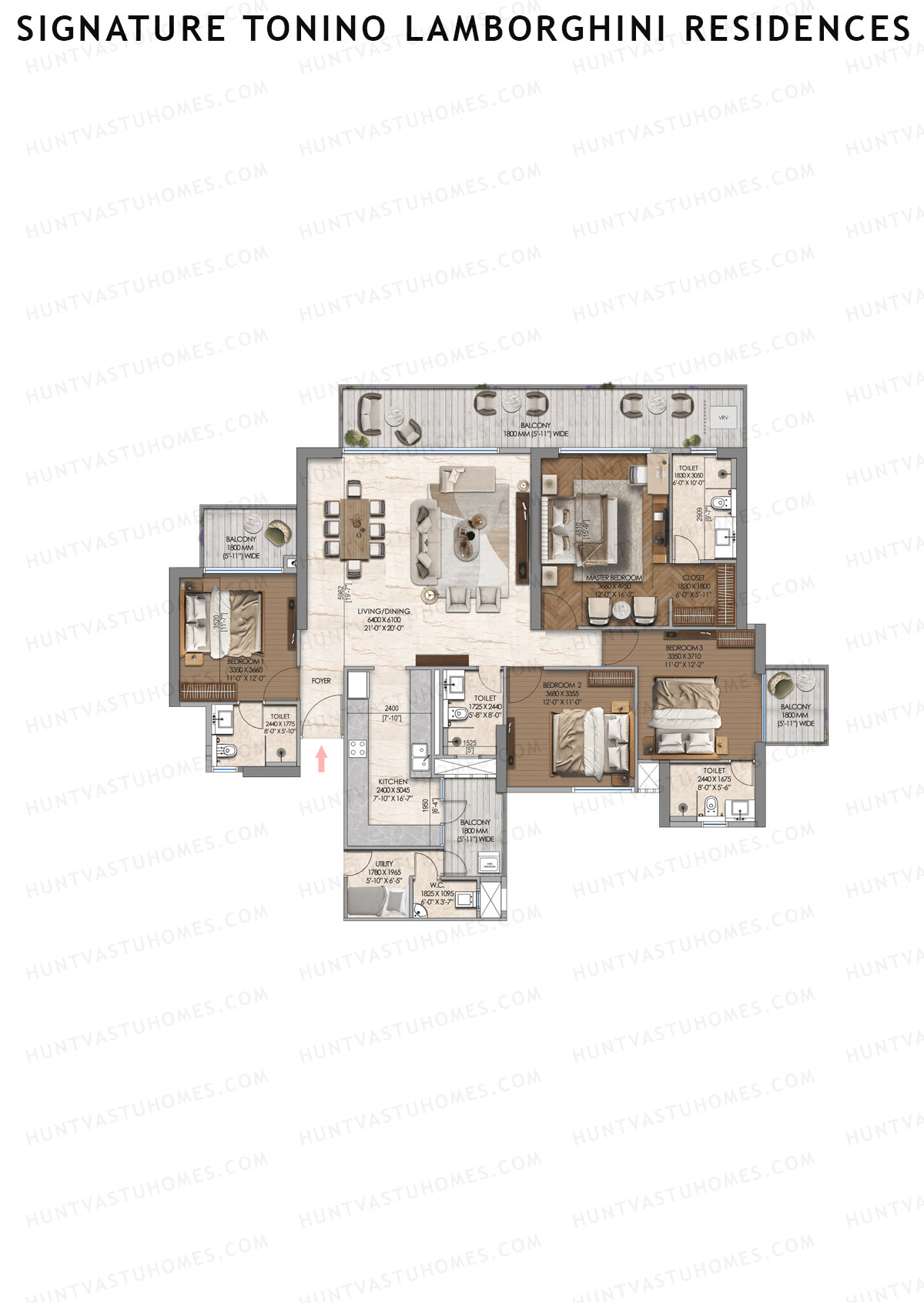 Signature Tonino Lamborghini Residences, Tower B5, Unit 4, 4BHK, Carpet Area 2800   sq ft 