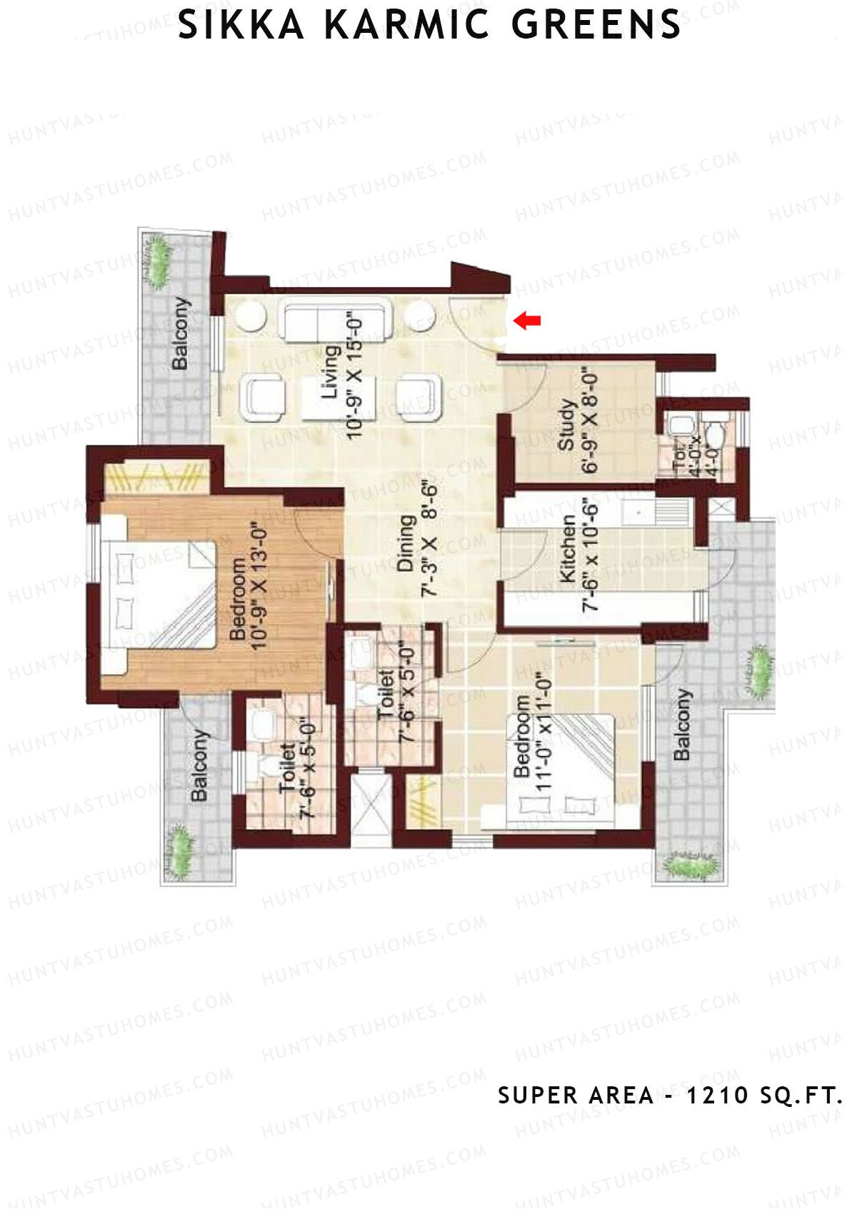 Sikka Karmic Greens Happiness Unit 1 (Type III) Floor Plan