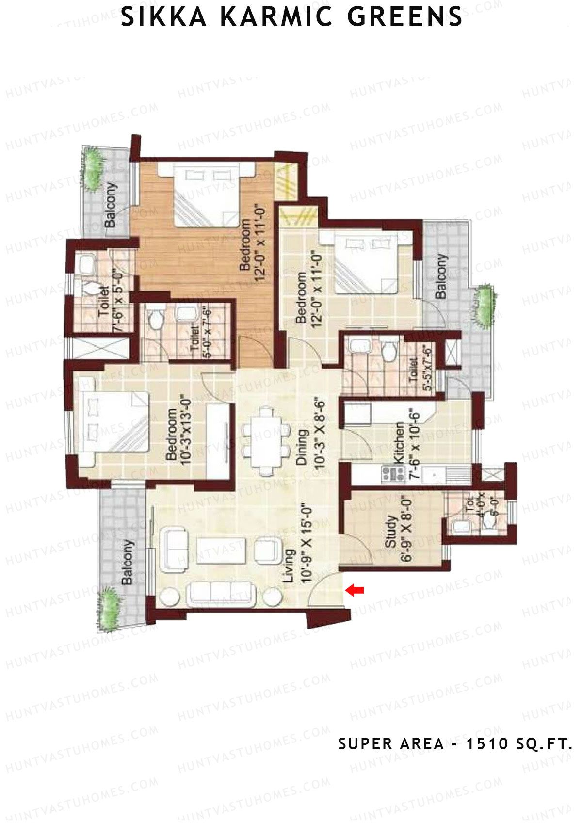 Sikka Karmic Greens Happiness Unit 2 (Type IV) Floor Plan
