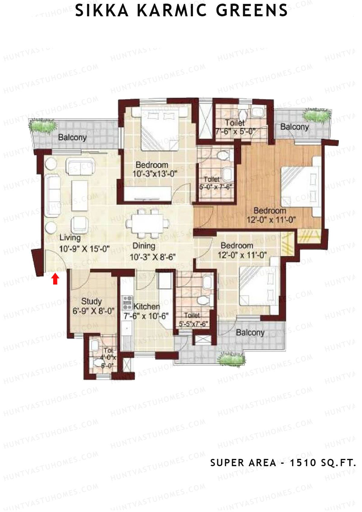 Sikka Karmic Greens Peace Unit 2 (Type IV) Floor Plan