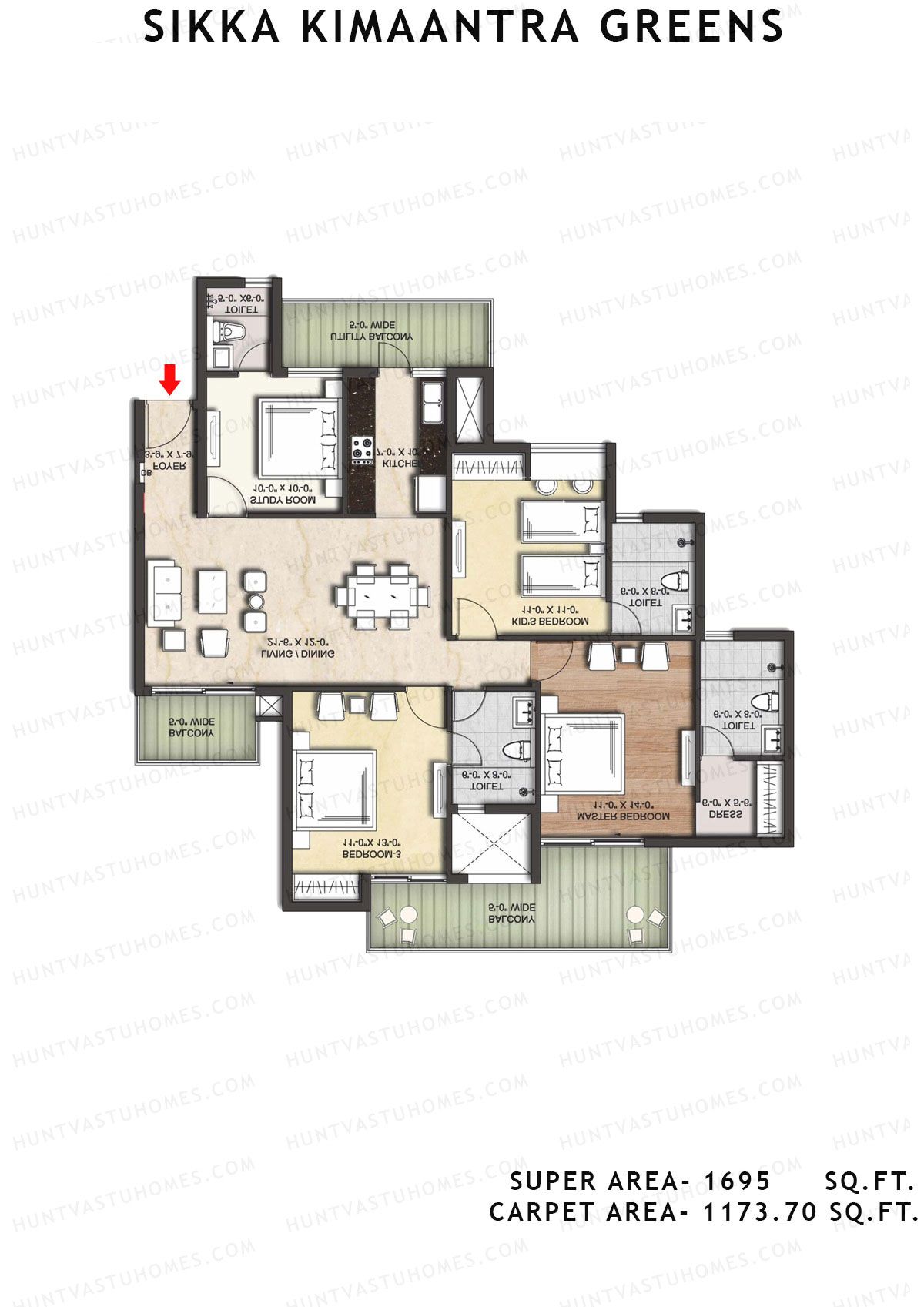 Sikka Kimaantra Greens Tower Mourya Unit 1 Floor Plan