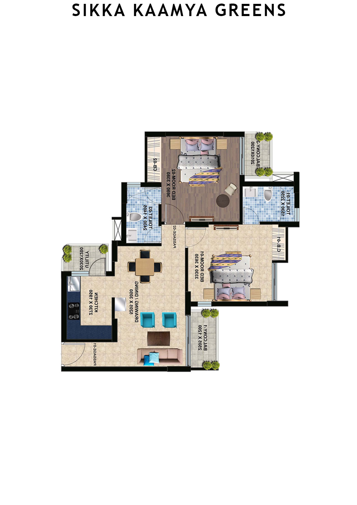 Sikka Kaamya Greens Diamond Unit 5 (Type B) Floor Plan