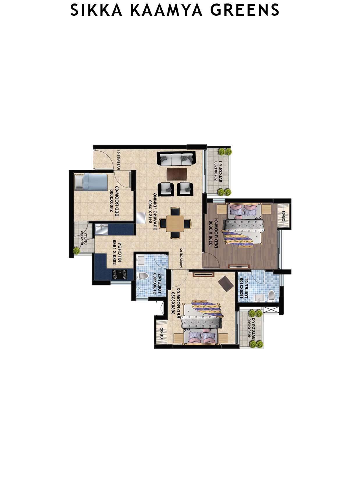 Sikka Kaamya Greens Diamond Unit 6 (Type C) Floor Plan