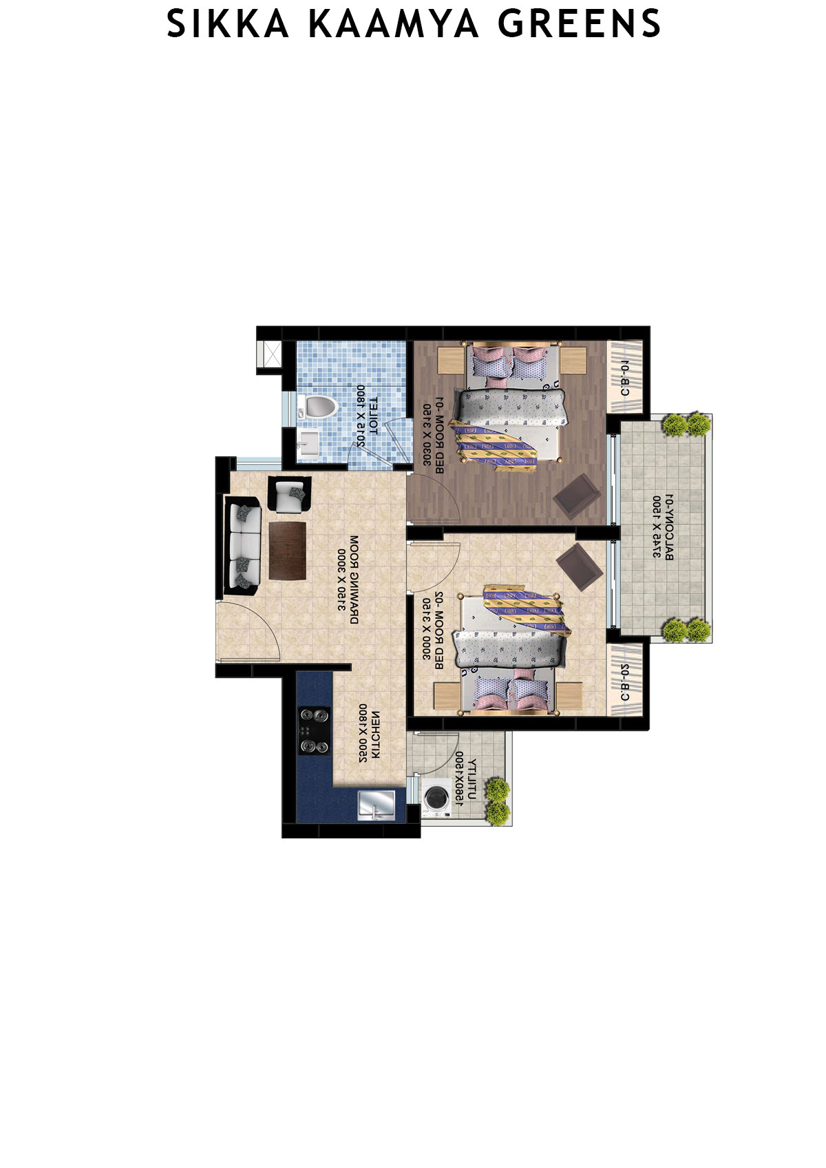 Sikka Kaamya Greens Emerald Unit 10 (Type G) Floor Plan
