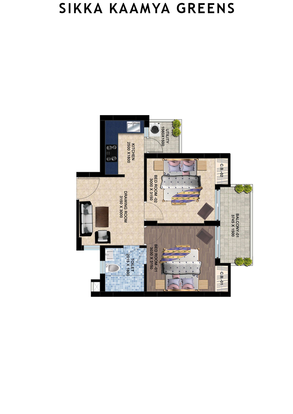 Sikka Kaamya Greens Emerald Unit 11 (Type G) Floor Plan