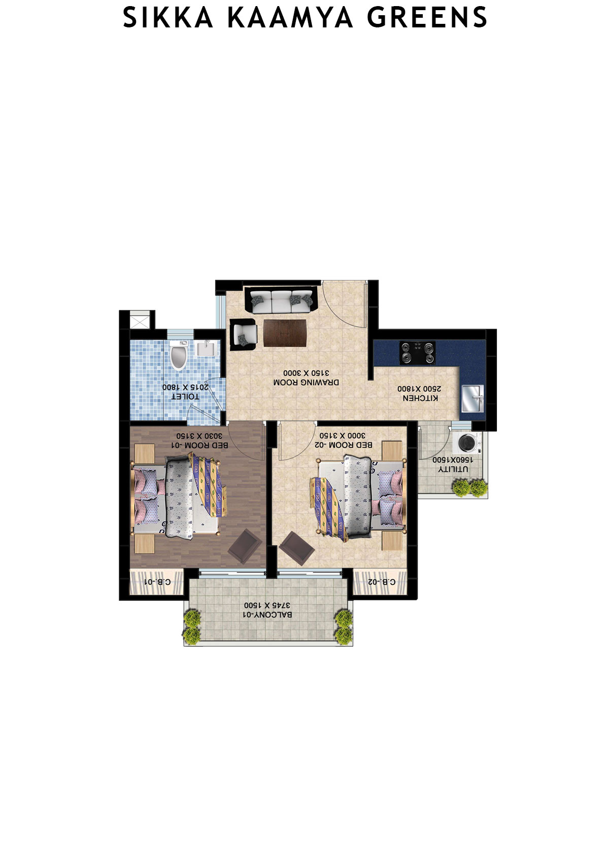 Sikka Kaamya Greens Emerald Unit 6 (Type G) Floor Plan