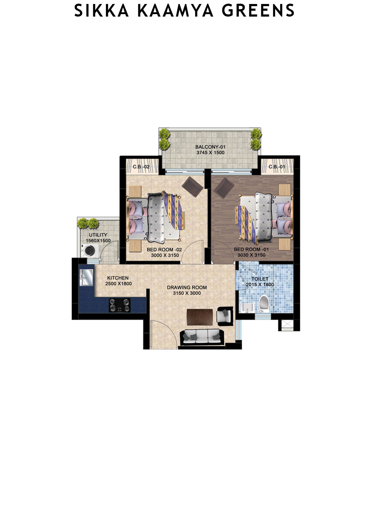 Sikka Kaamya Greens Emerald Unit 8 (Type G) Floor Plan