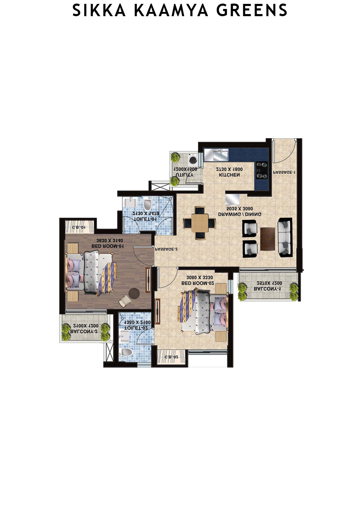 Sikka Kaamya Greens Tower Jade Unit 5 (Type A) Floor Plan