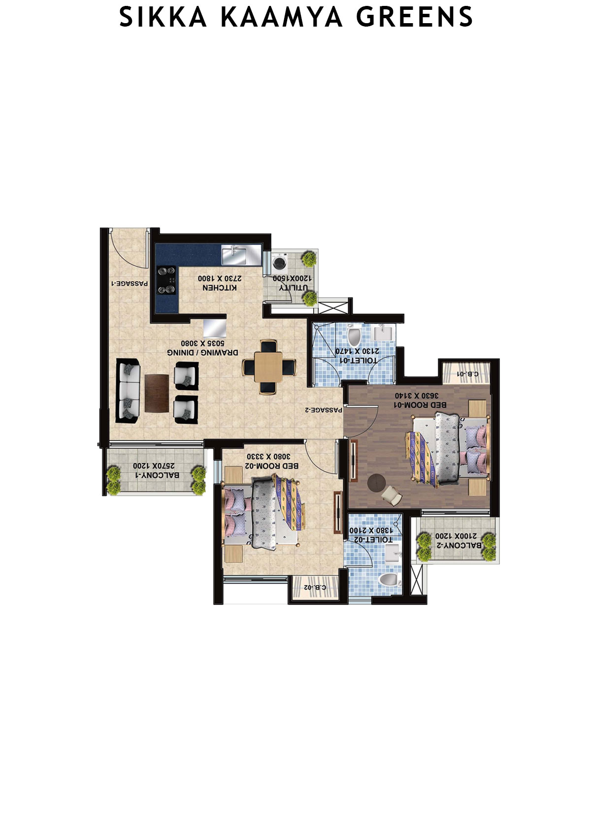 Sikka Kaamya Greens Tower Opal Unit 5 (Type A) Floor Plan