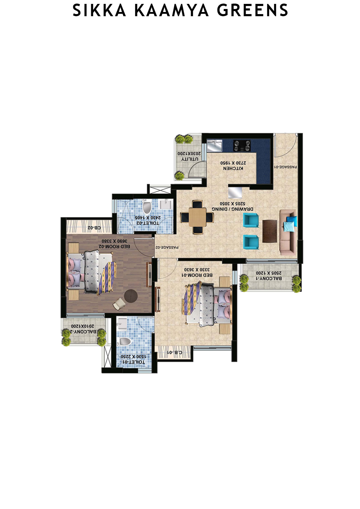 Sikka Kaamya Greens Tower Opal Unit 6 (Type B) Floor Plan