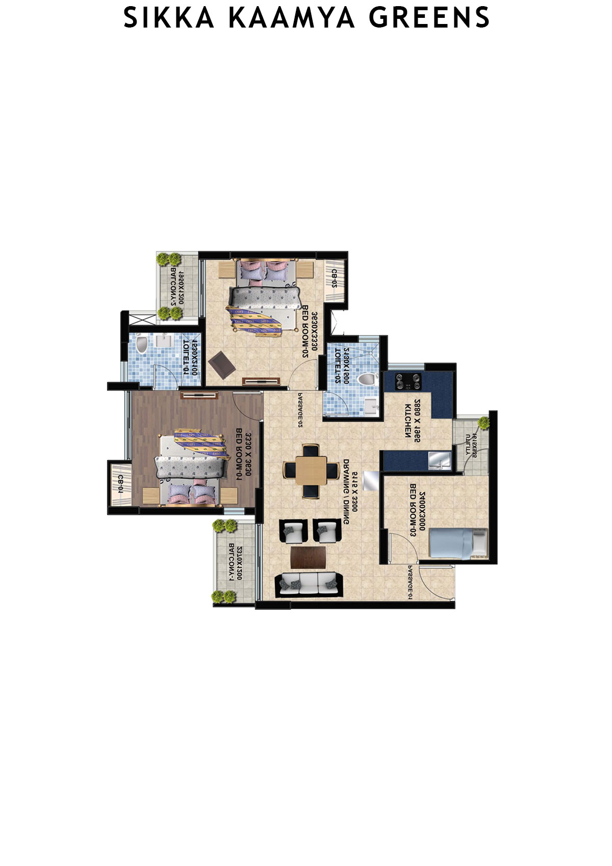 Sikka Kaamya Greens Pearl Unit 6 (Type C) Floor Plan