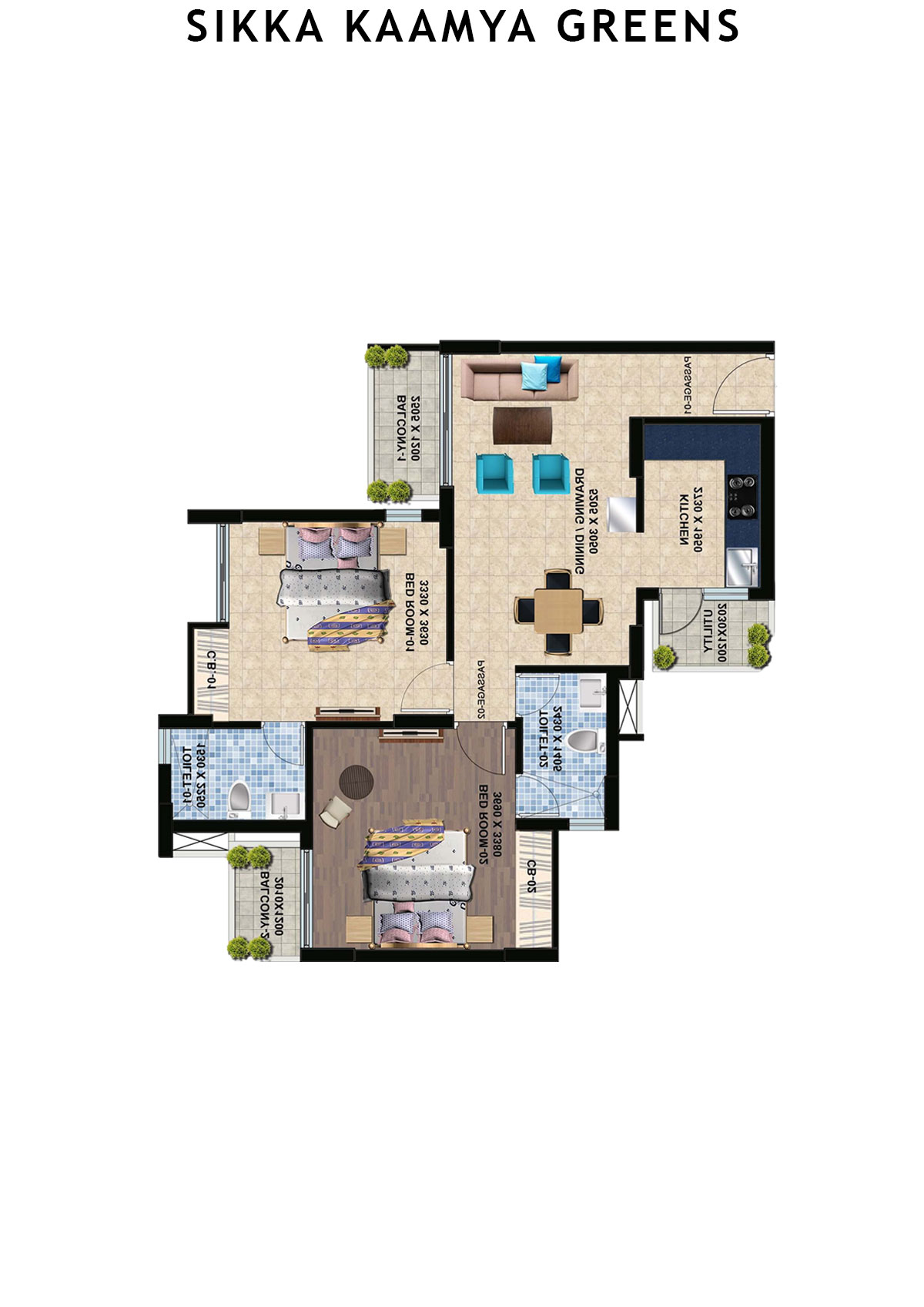 Sikka Kaamya Greens Tower Ruby Unit 4 (Type B) Floor Plan