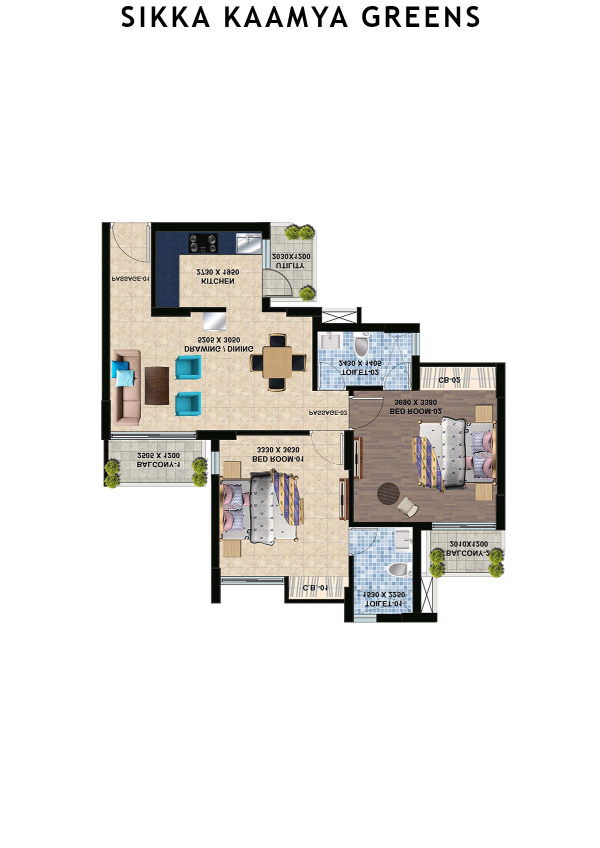 Sikka Kaamya Greens Sapphire Unit 6 (Type B) Floor Plan