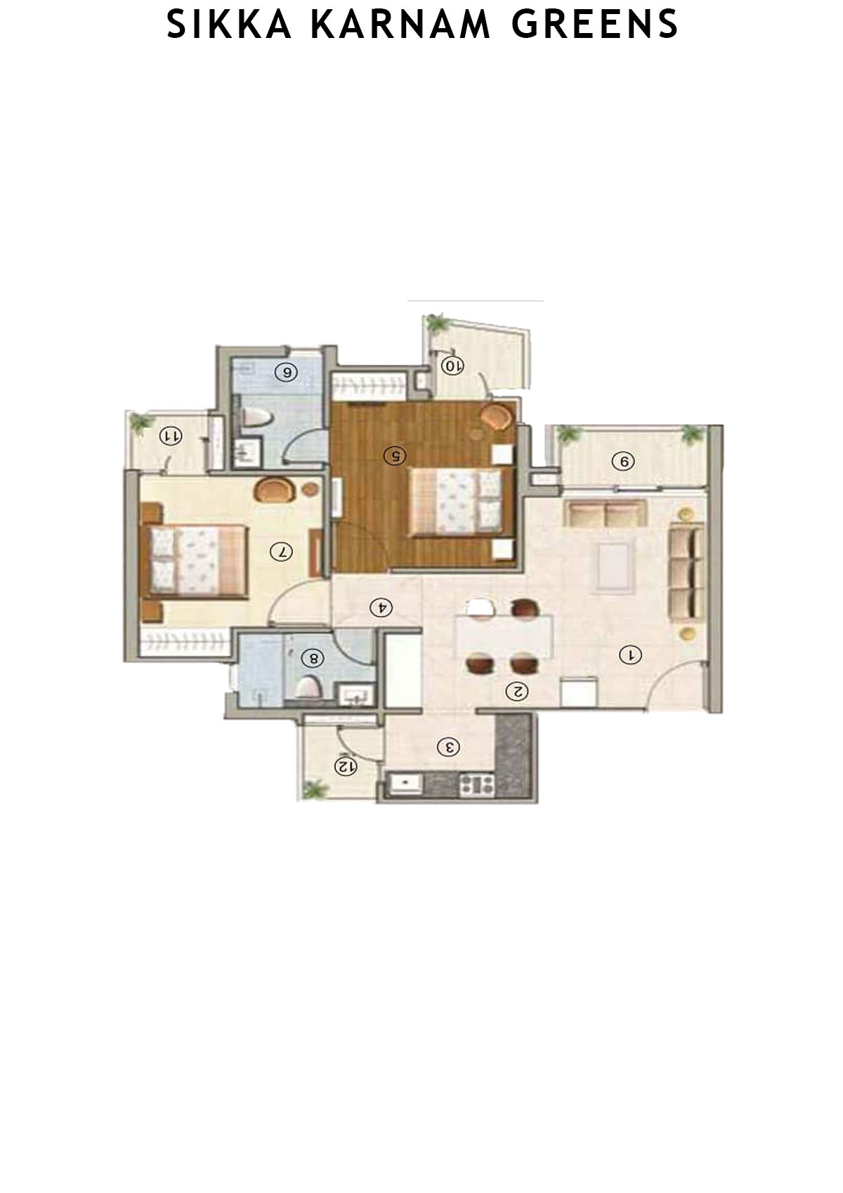 Sikka Karnam greens Bloom  Unit 4 (Type  2) Floor Plan
