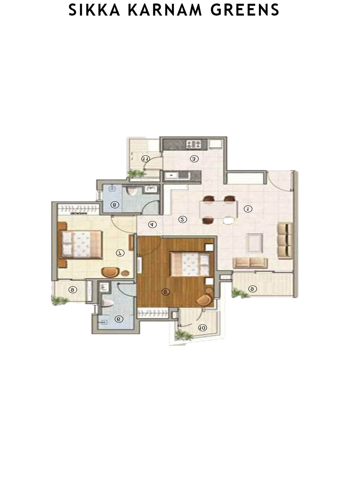 Sikka Karnam greens Bloom  Unit 5 (Type  3) Floor Plan