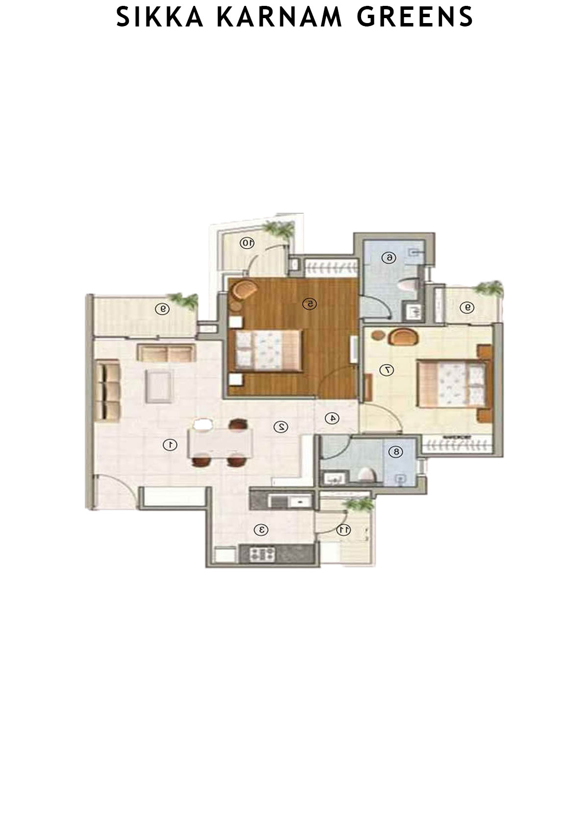 Sikka Karnam greens Elegance  Unit 3 (Type  3) Floor Plan