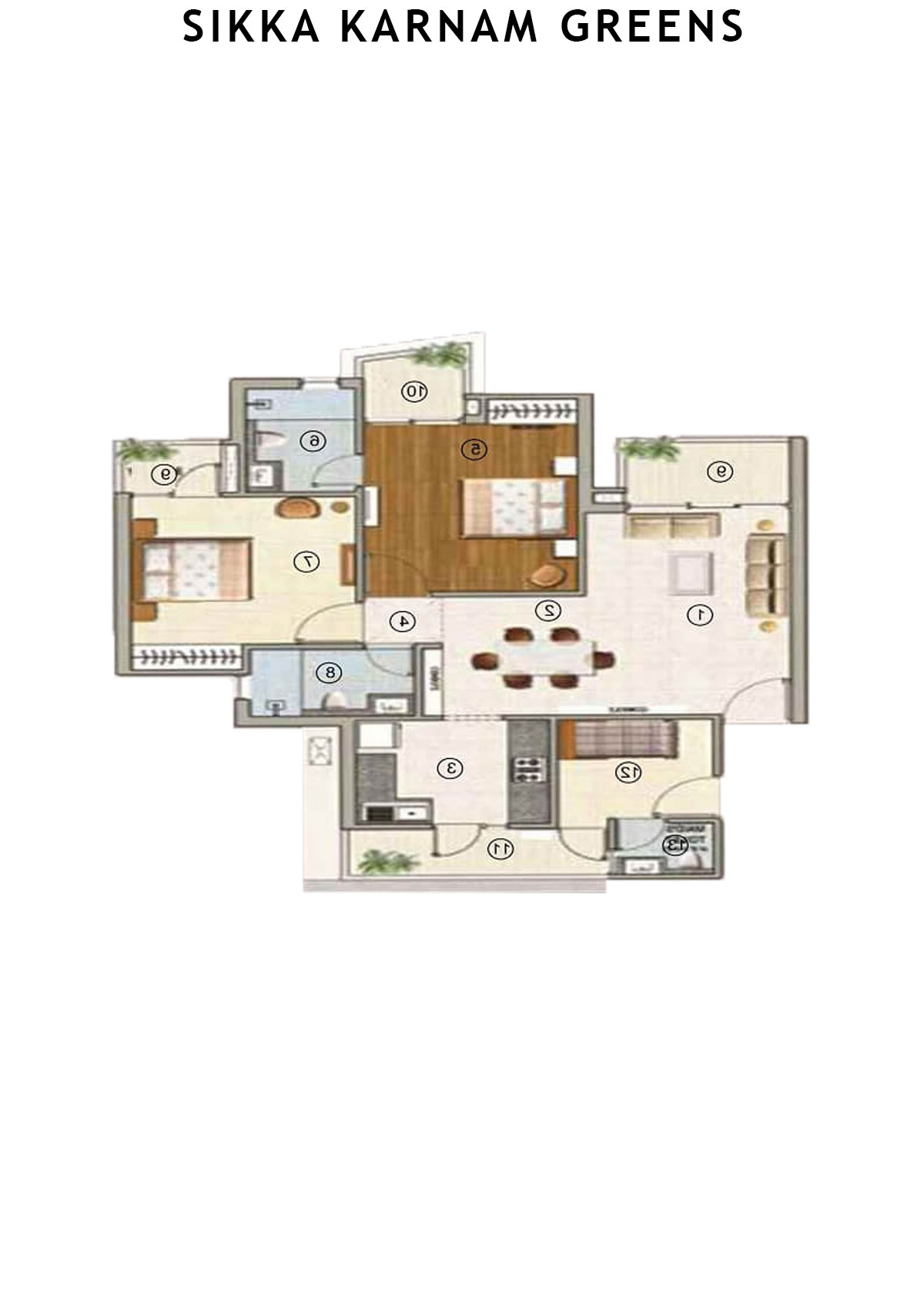 Sikka Karnam greens Honour Unit 1 (Type  4) Floor Plan