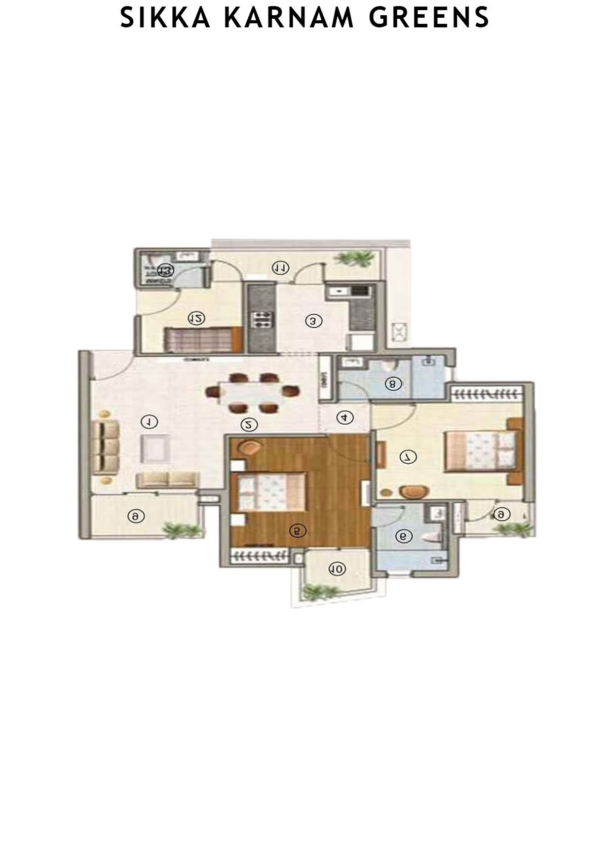 Sikka Karnam greens Honour Unit 4 (Type  4) Floor Plan