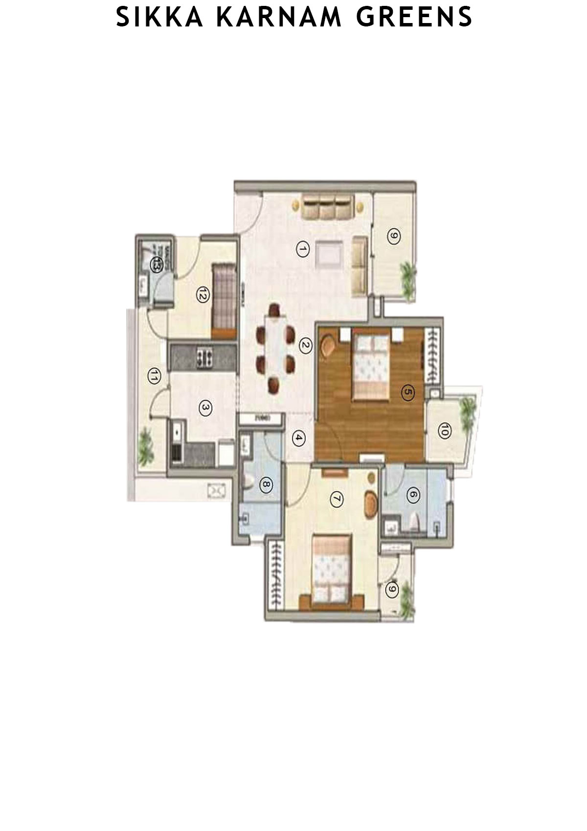 Sikka Karnam greens Laurel  Unit 2 (Type  4) Floor Plan