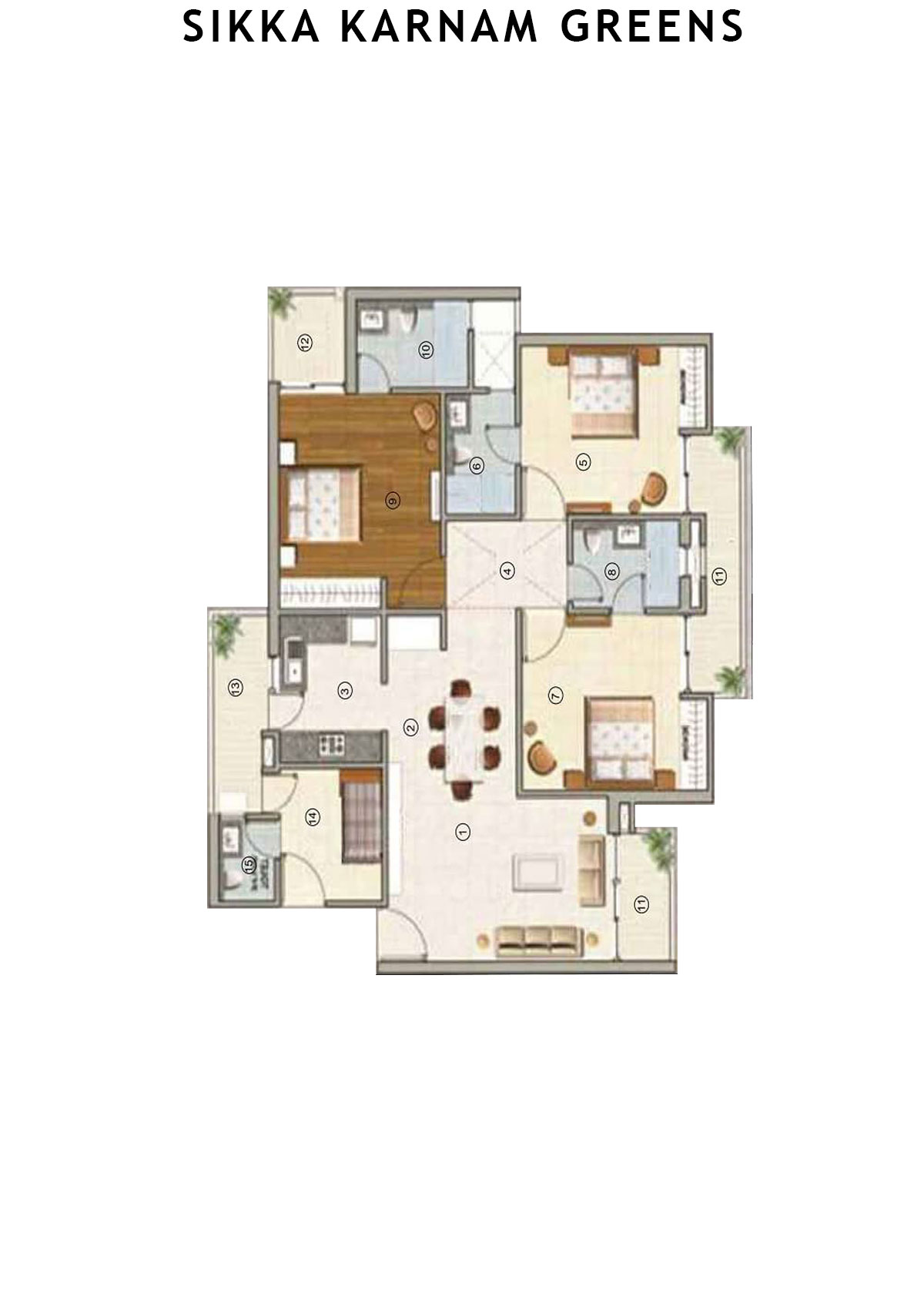 Sikka Karnam greens Laurel  Unit 3 (Type  6) Floor Plan