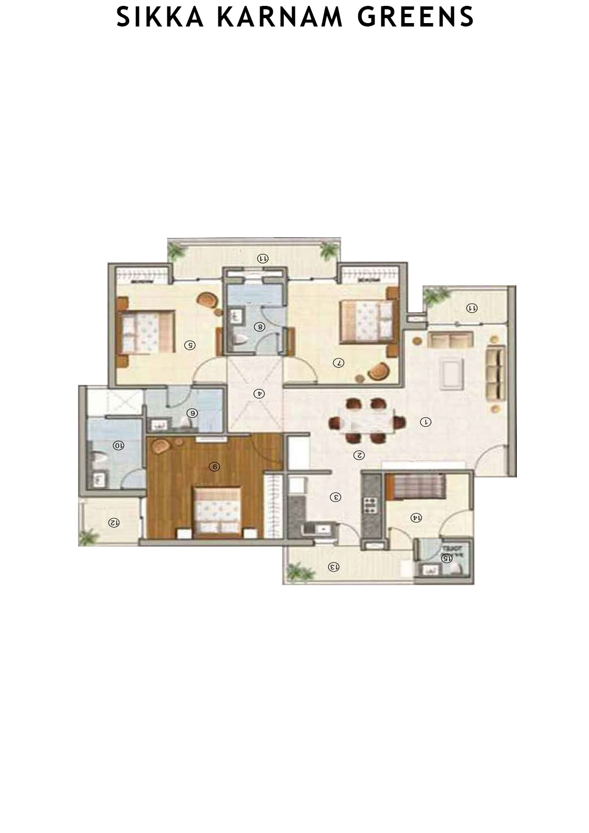 Sikka Karnam greens Prestige  Unit 2 (Type  6) Floor Plan
