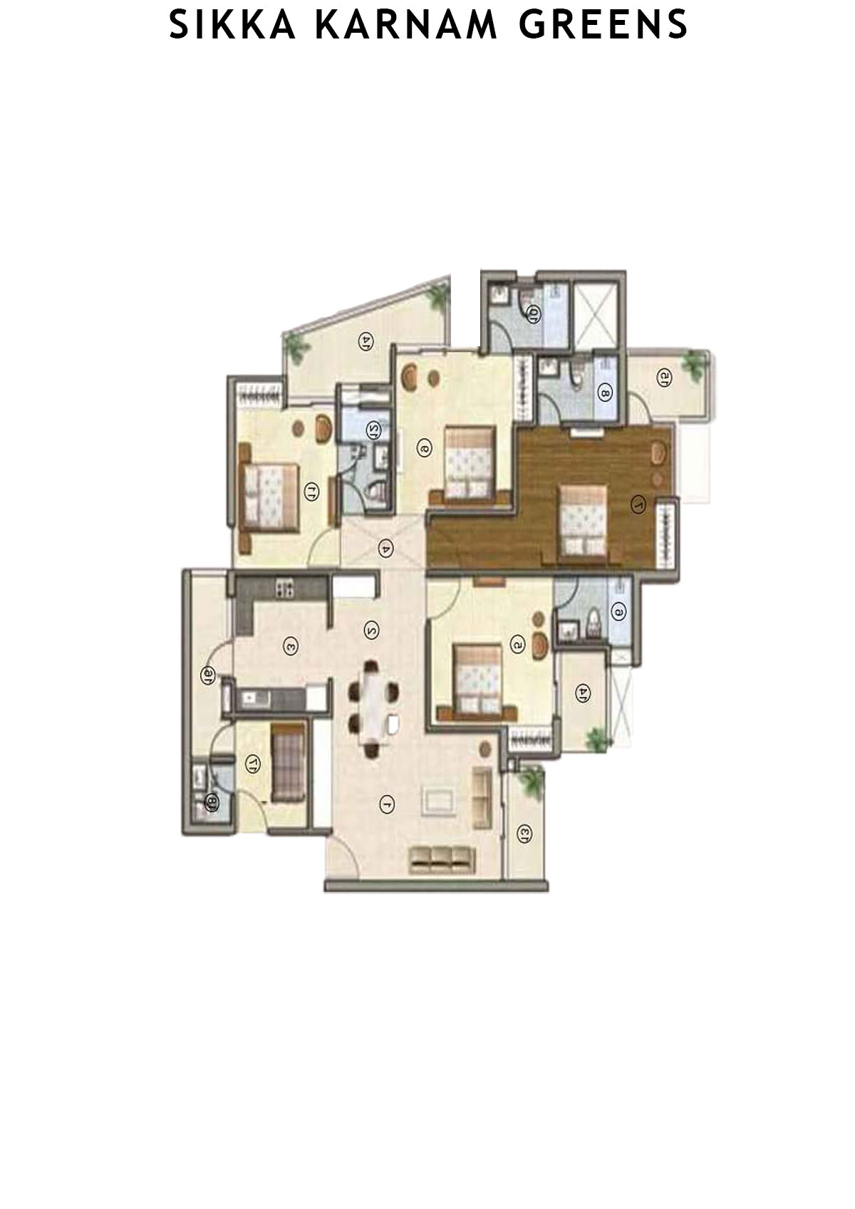 Sikka Karnam greens Prestige  Unit 4 (Type  7) Floor Plan
