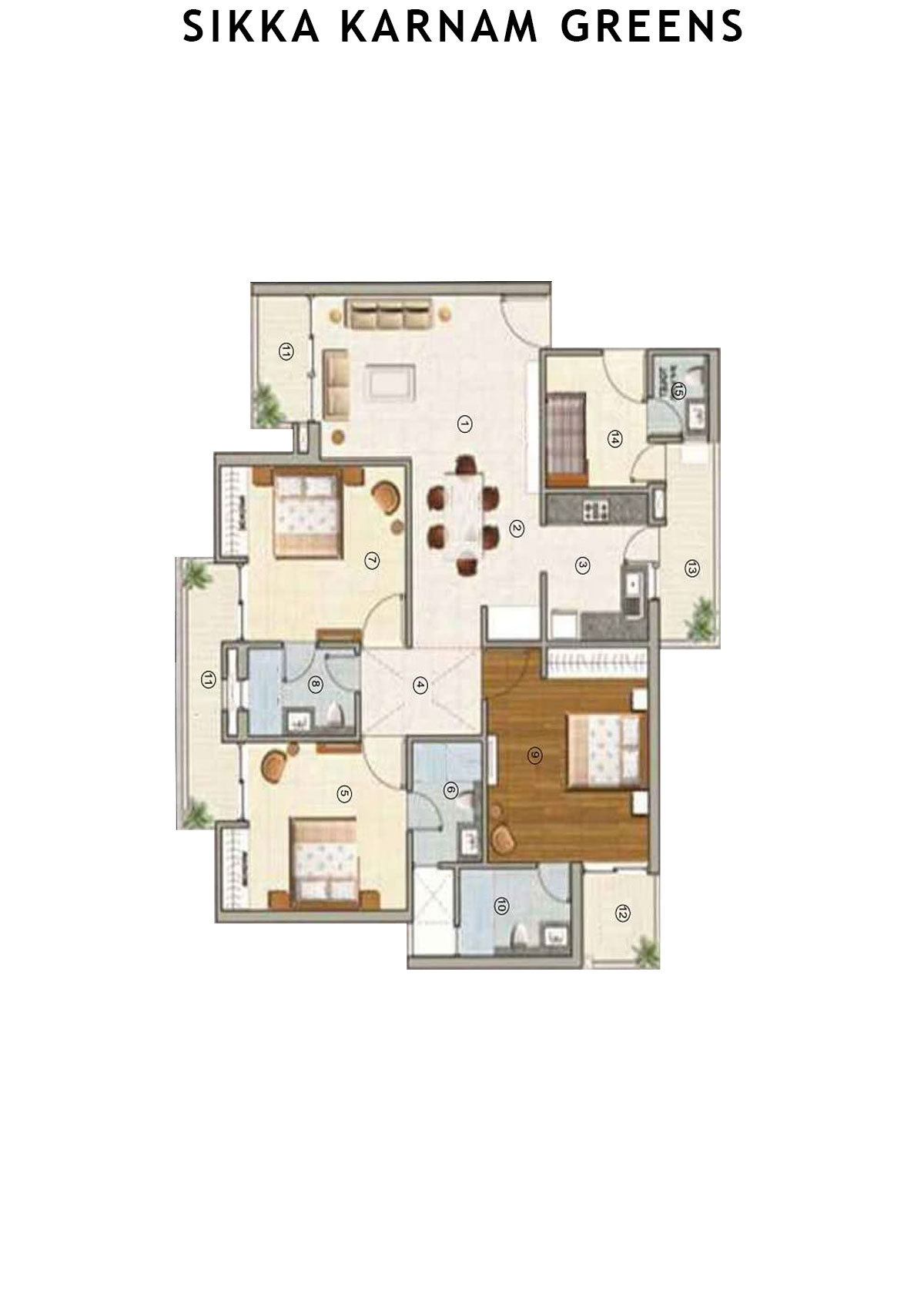 Sikka Karnam greens Prestige  Unit 6 (Type  6) Floor Plan